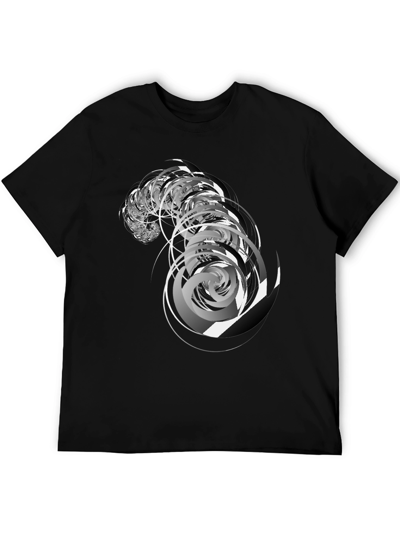 Abstract Swirl Graphic Black T-Shirt