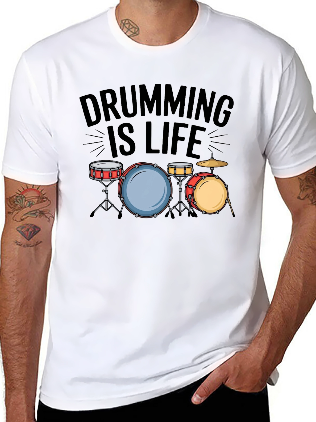 Drumming is Life Black T-Shirt - Musician Tee