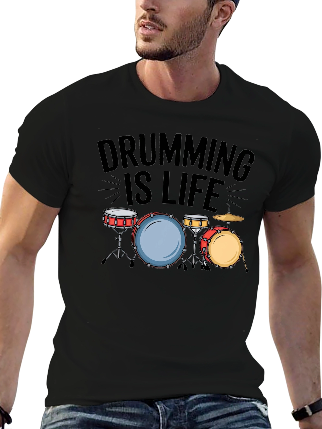 Drumming is Life Black T-Shirt - Musician Tee