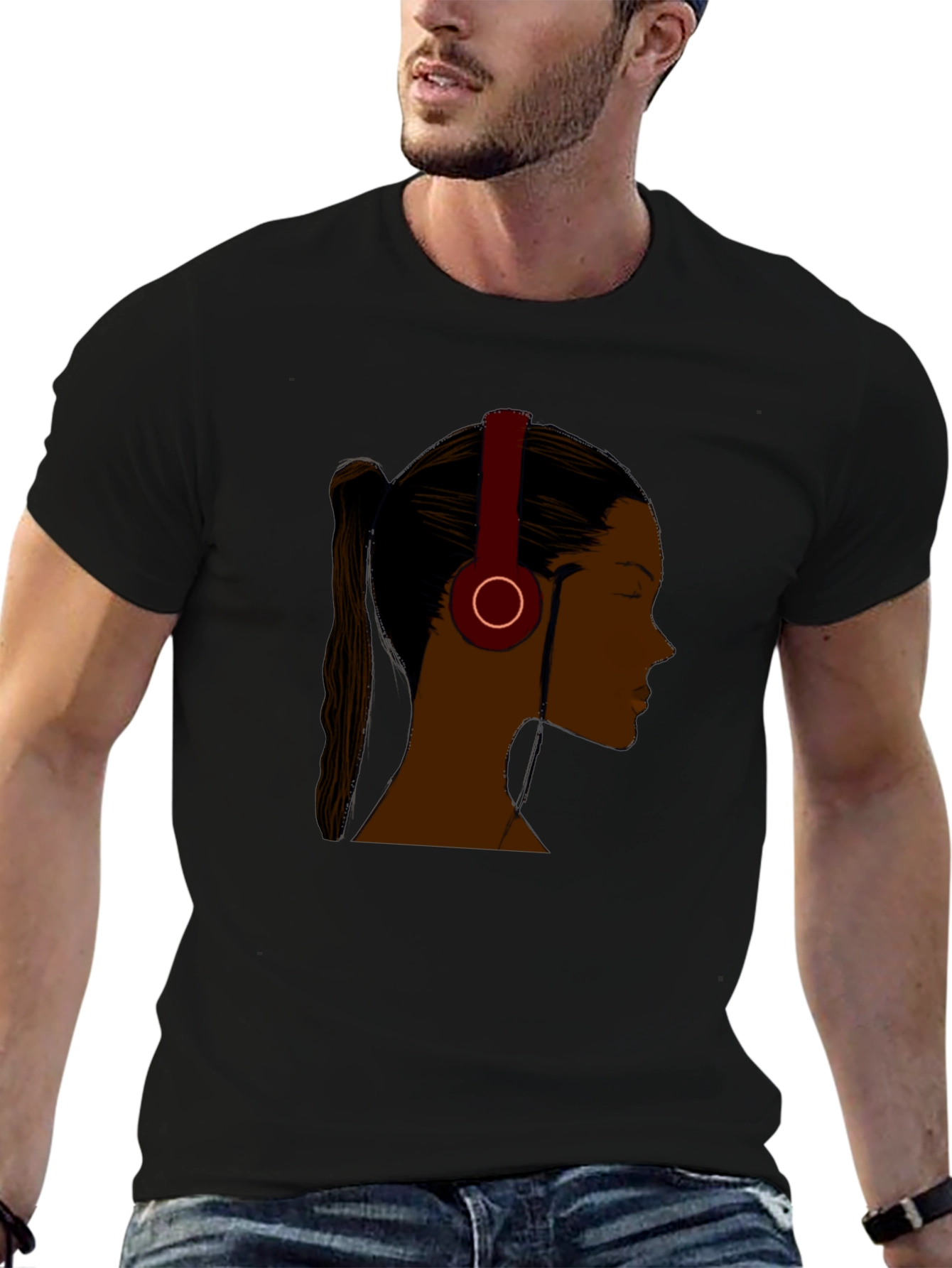 Headphones Tee - Stylish Graphic Print Comfort