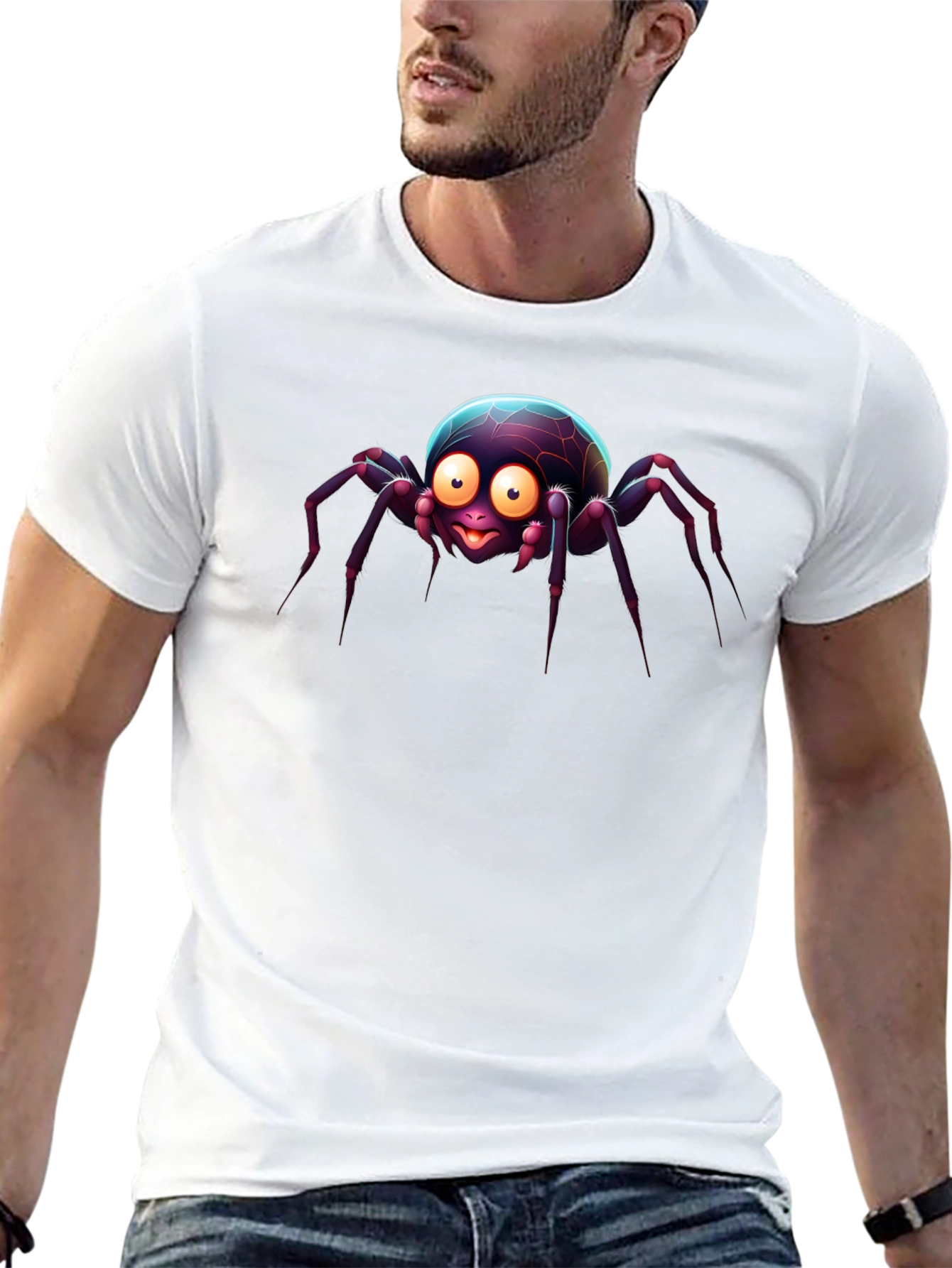 Cute Cartoon Spider Black T-Shirt