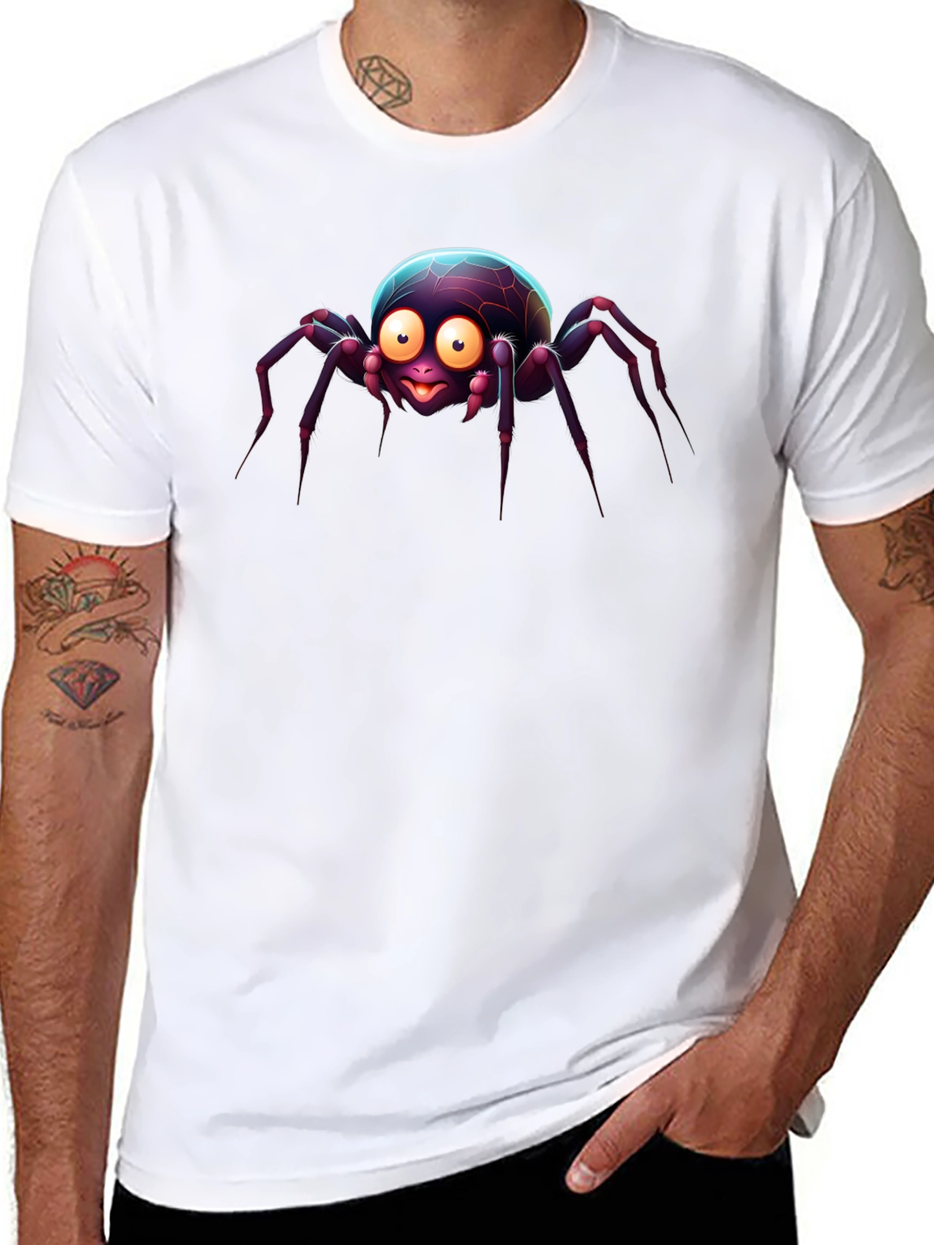 Cute Cartoon Spider Black T-Shirt