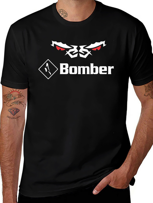 Bomber Graphic Tee - Black Crew Neck T-Shirt