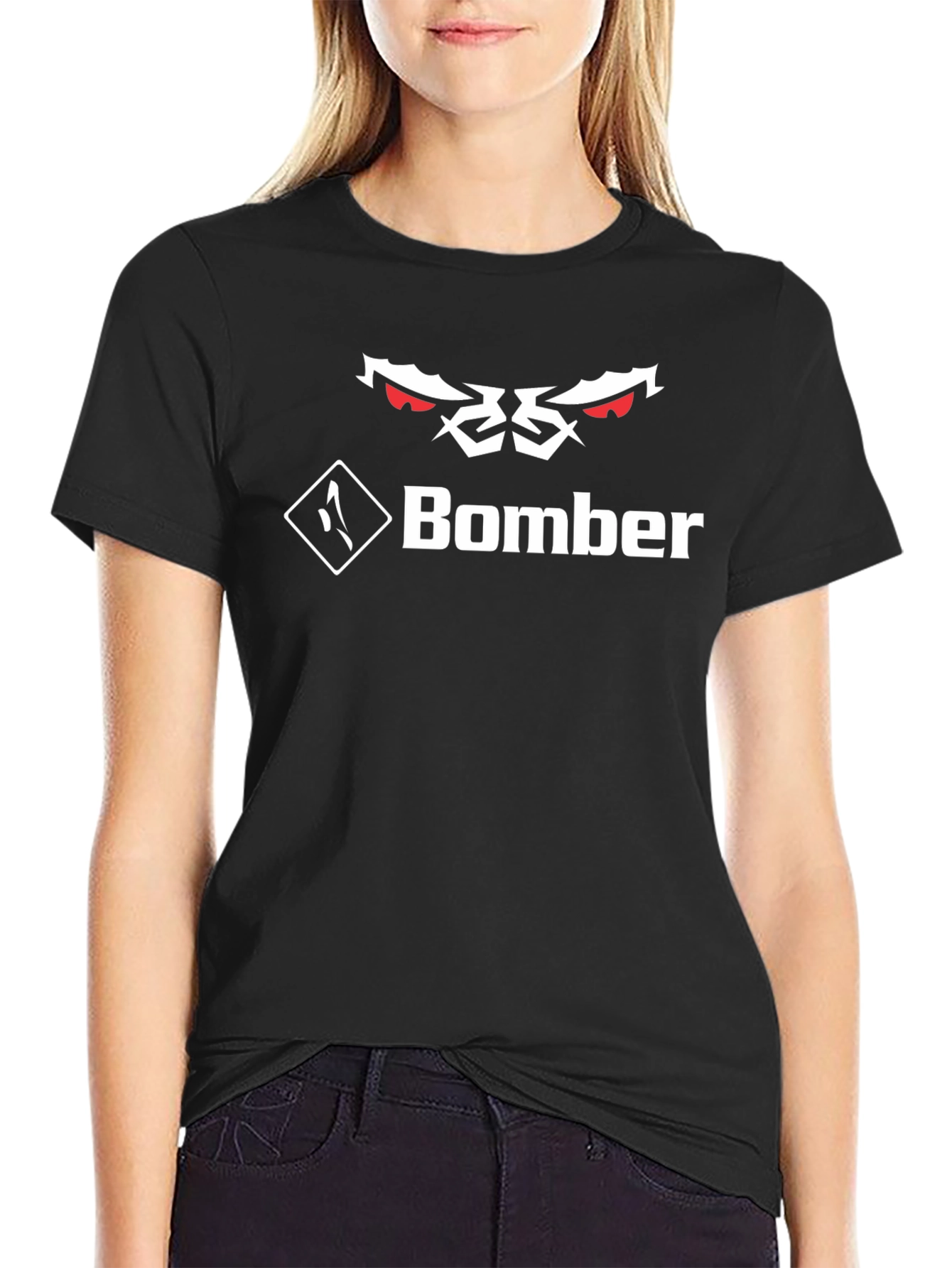 Bomber Graphic Tee - Black Crew Neck T-Shirt