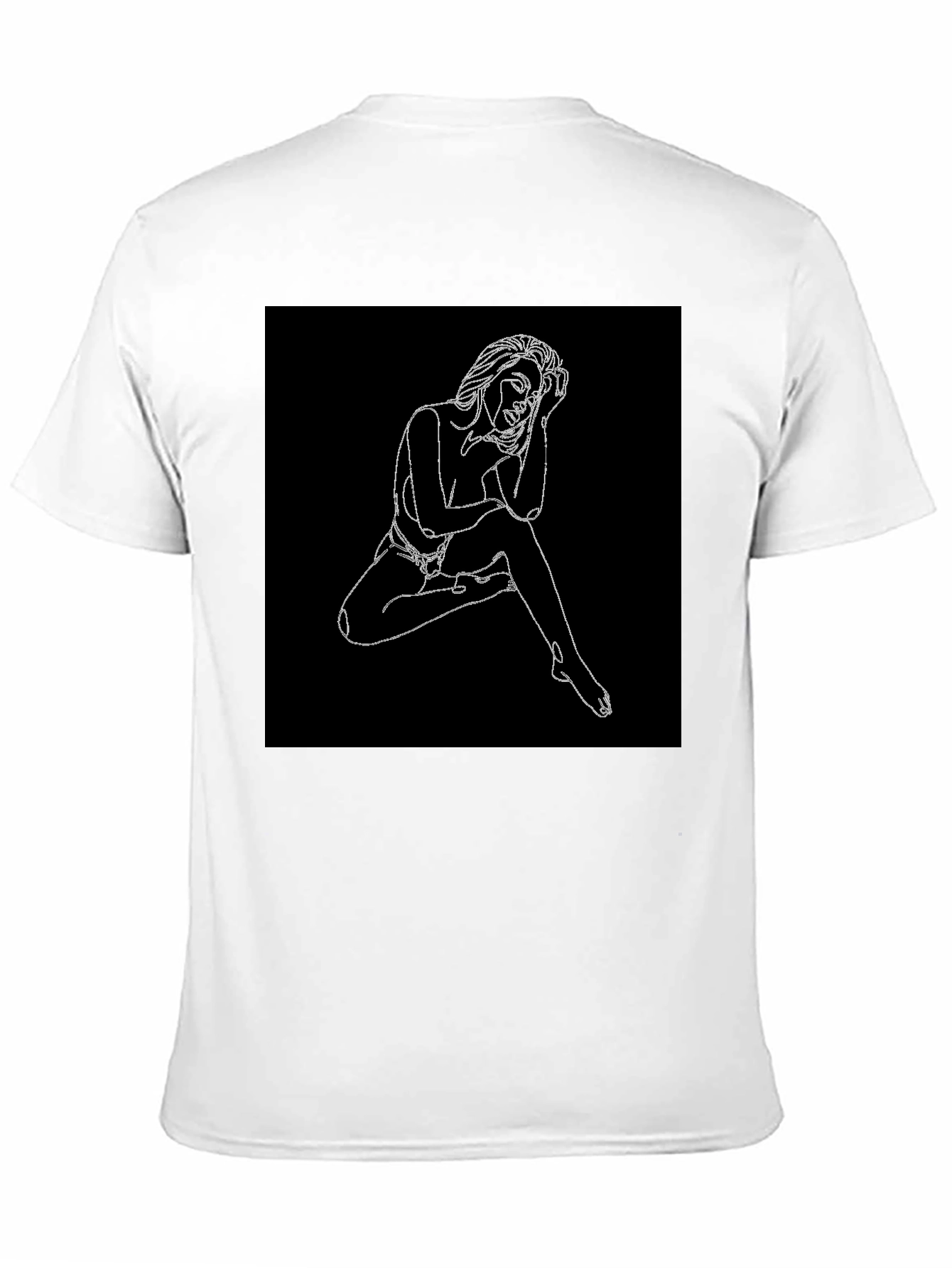 Line Art Woman Graphic Black T-Shirt