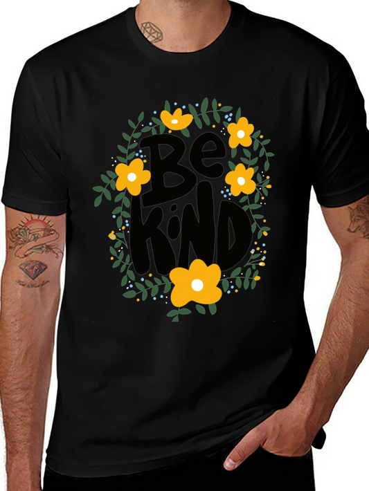 Be Kind Floral Graphic Tee - Black Casual T-Shirt