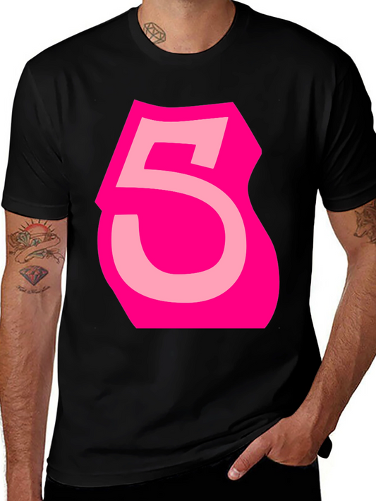 Bold Pink Number 5 Graphic Tee