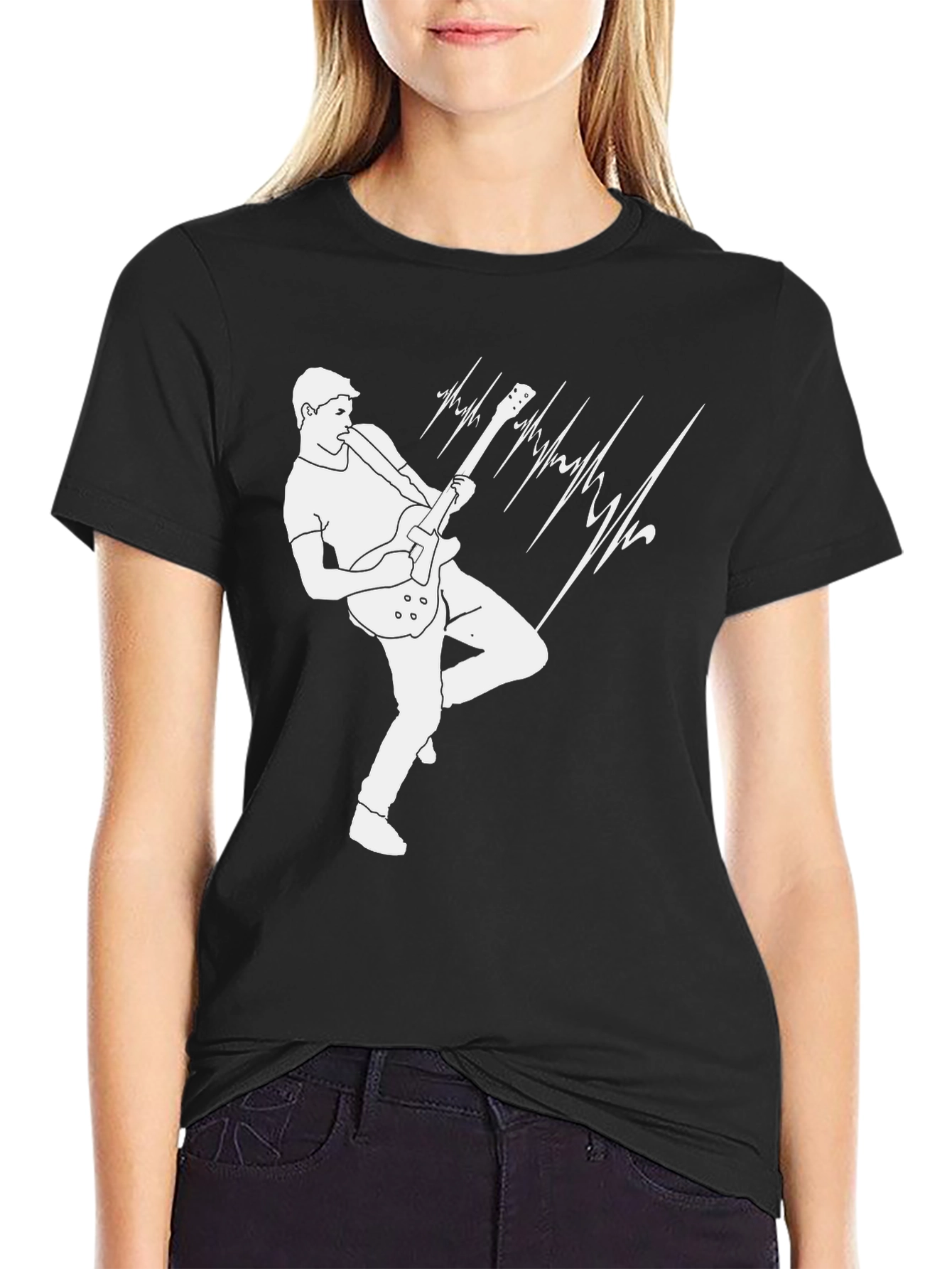 Electric Guitar Player Graphic Tee - Black