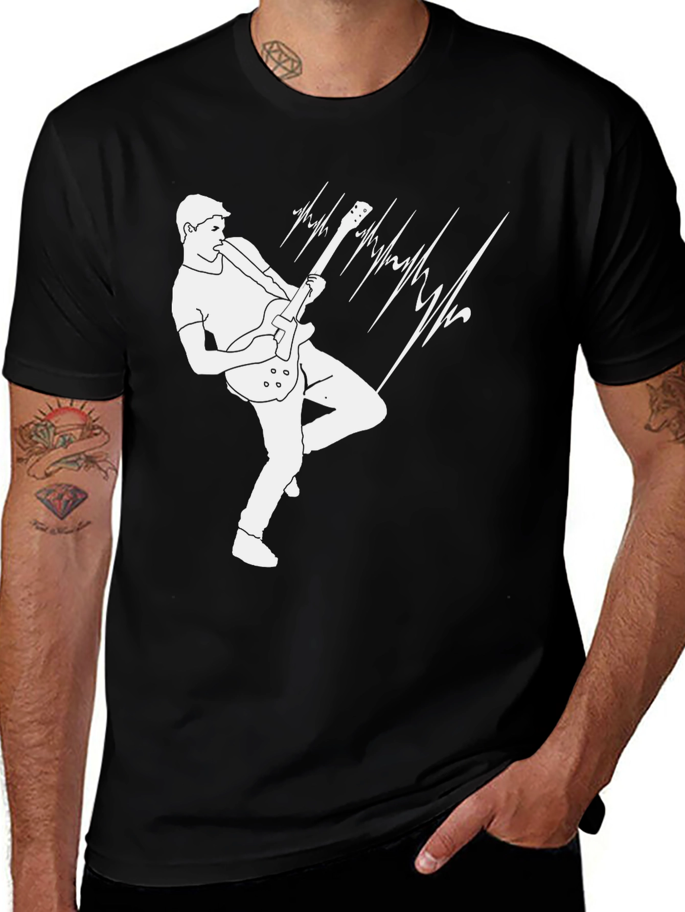 Electric Guitar Player Graphic Tee - Black