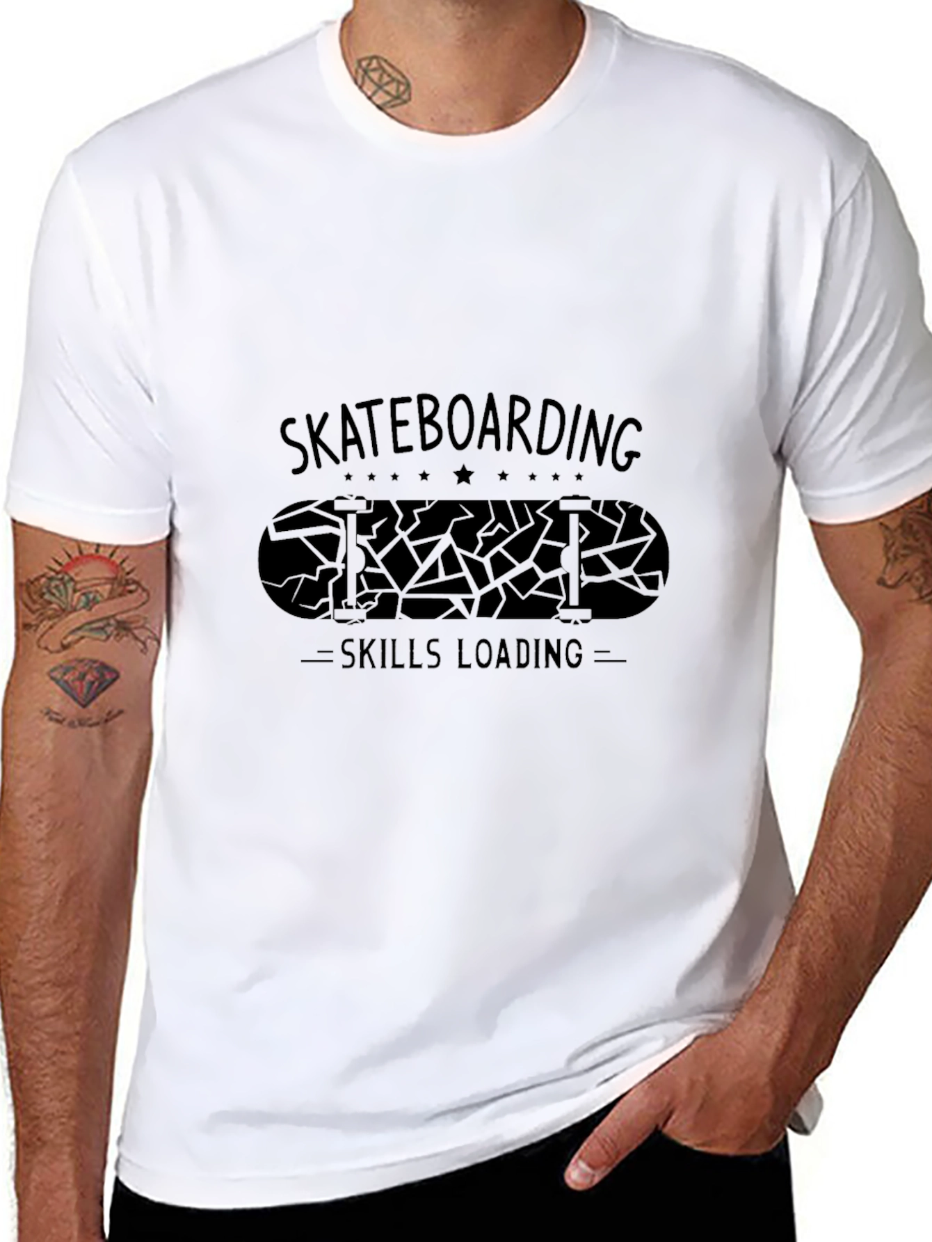 Skateboarding Skills Loading Graphic Black T-Shirt