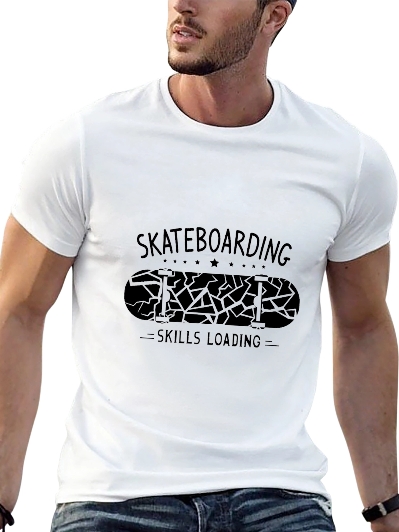 Skateboarding Skills Loading Graphic Black T-Shirt