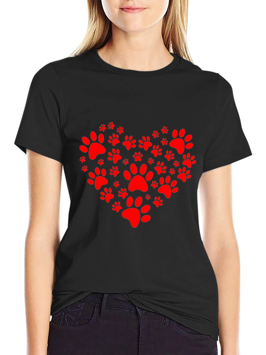 Heart Paw Print Tee - Pet Lover T-Shirt