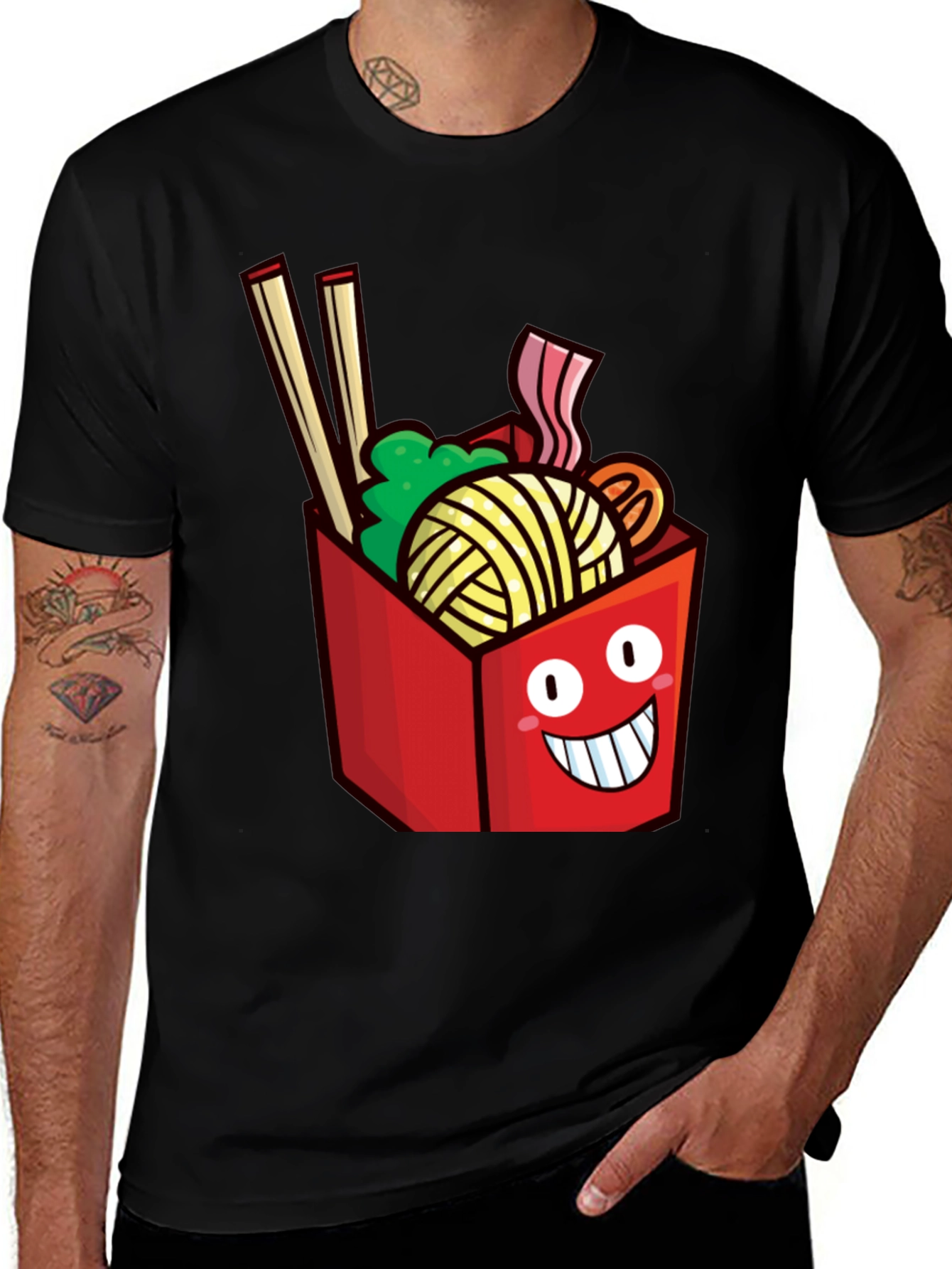 Noodle Box Graphic T-Shirt - Funny Ramen Design