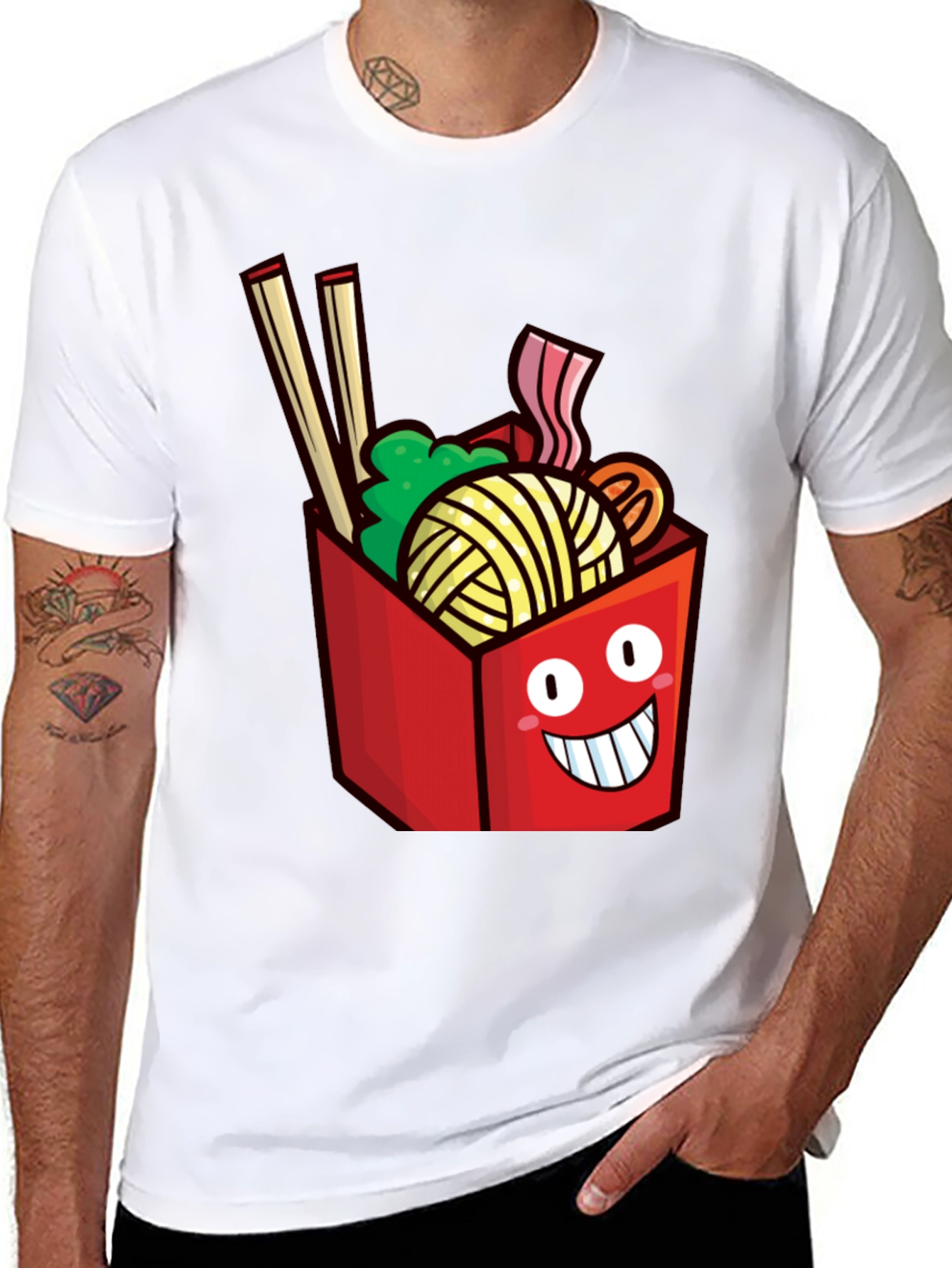 Noodle Box Graphic T-Shirt - Funny Ramen Design