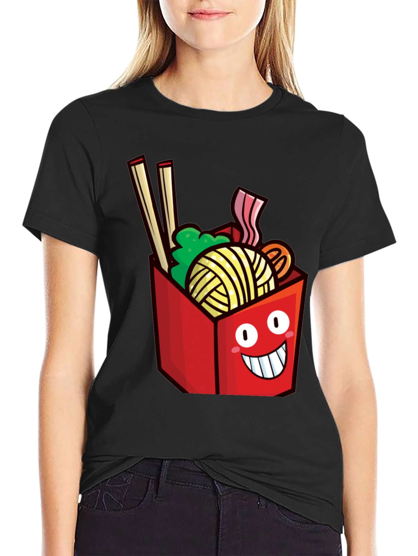 Noodle Box Graphic T-Shirt - Funny Ramen Design