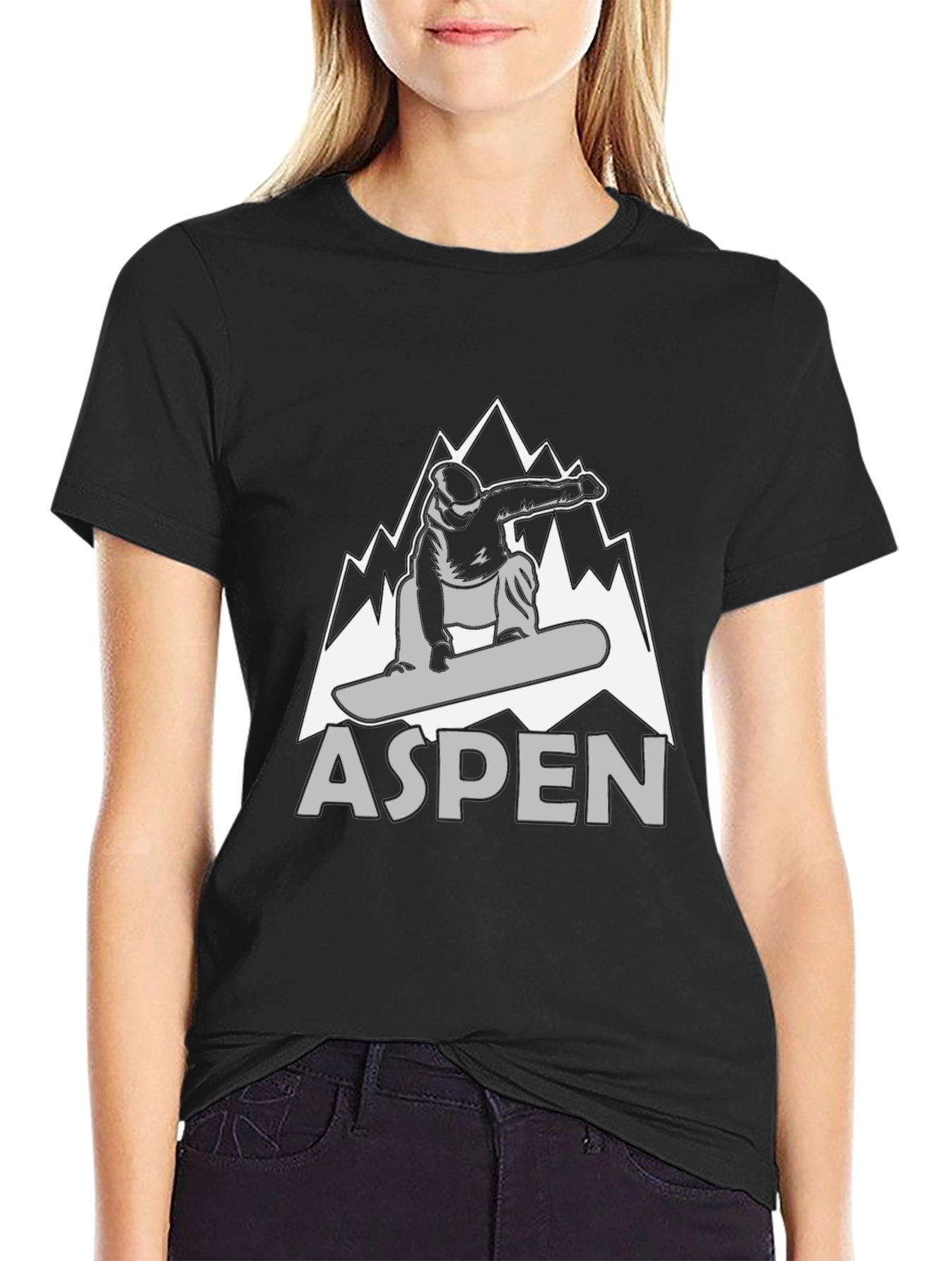 Aspen Snowboarder Graphic T-Shirt - Black