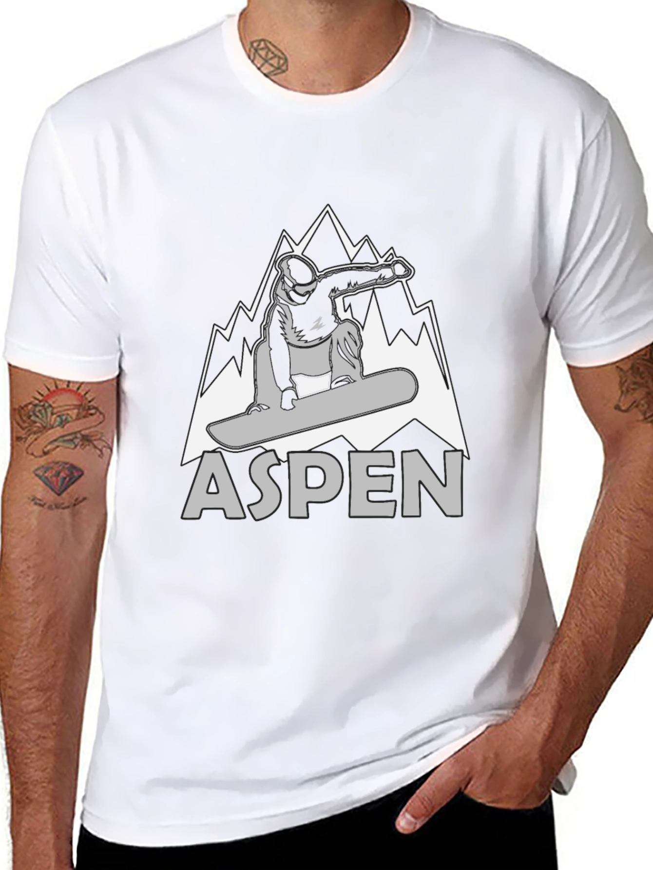 Aspen Snowboarder Graphic T-Shirt - Black