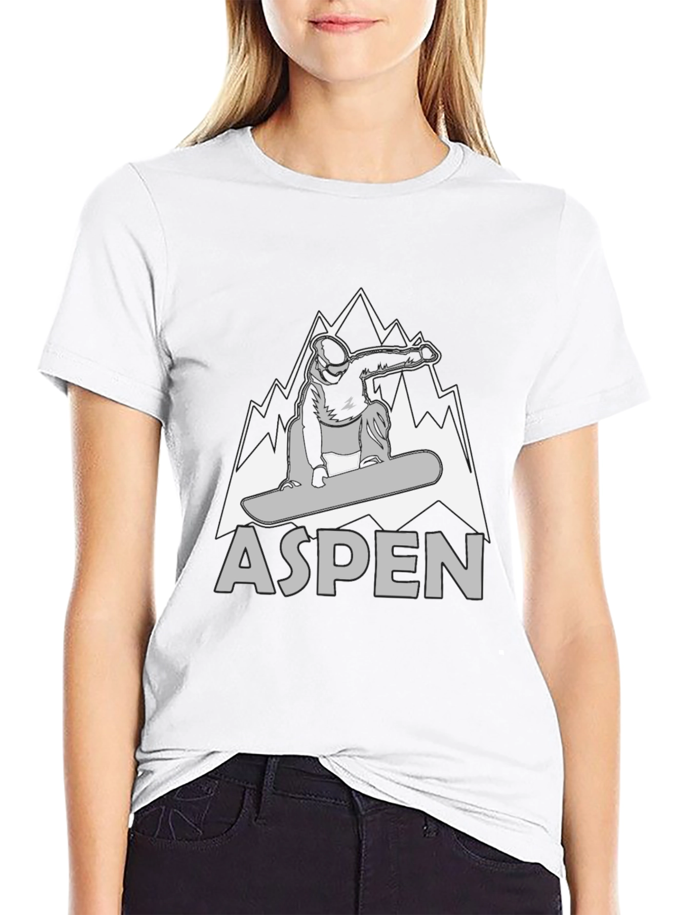Aspen Snowboarder Graphic T-Shirt - Black