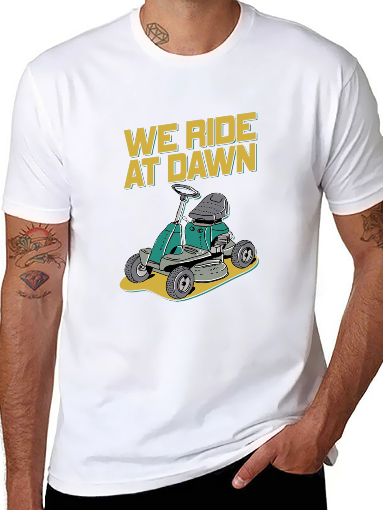 We Ride at Dawn Lawn Mower T-Shirt