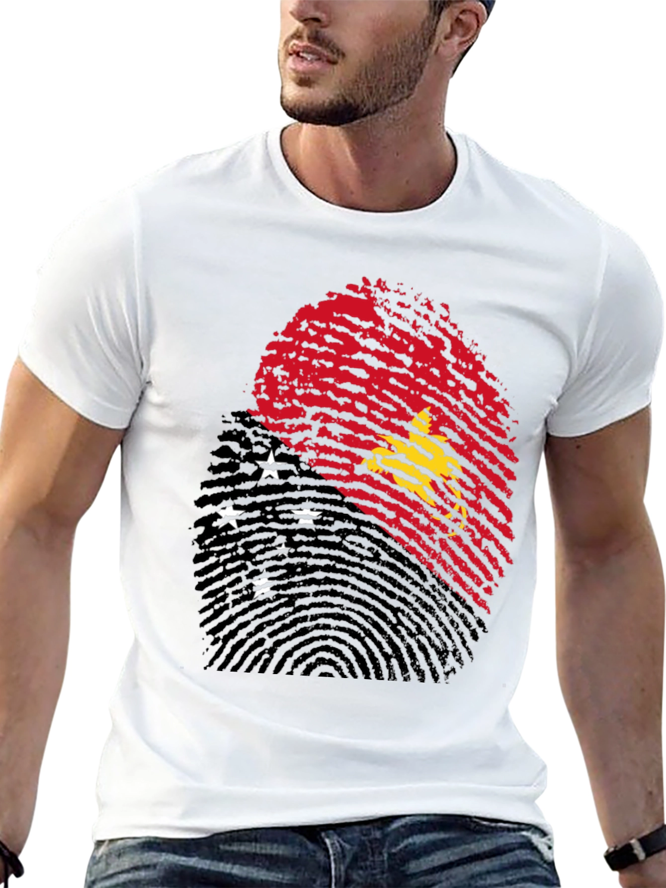 Papua New Guinea Flag Fingerprint T-Shirt