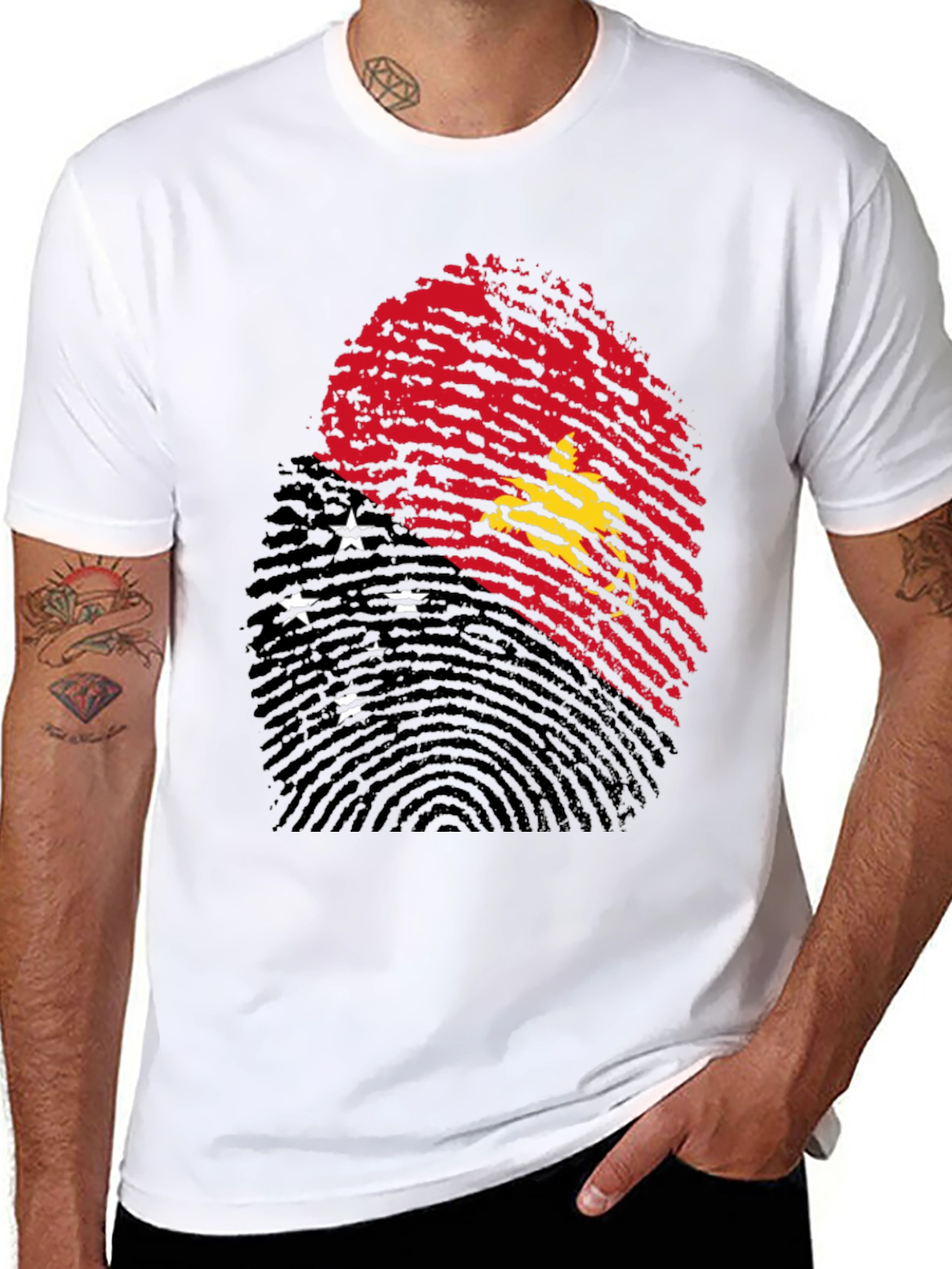 Papua New Guinea Flag Fingerprint T-Shirt