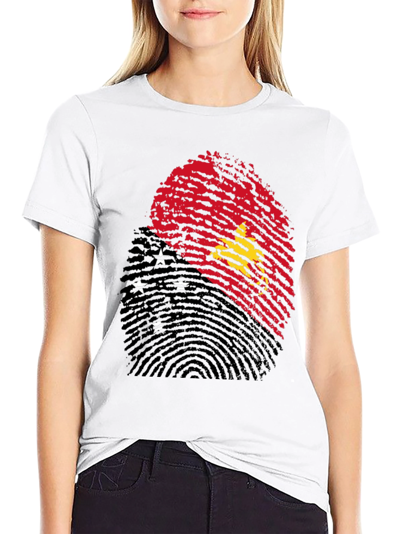 Papua New Guinea Flag Fingerprint T-Shirt