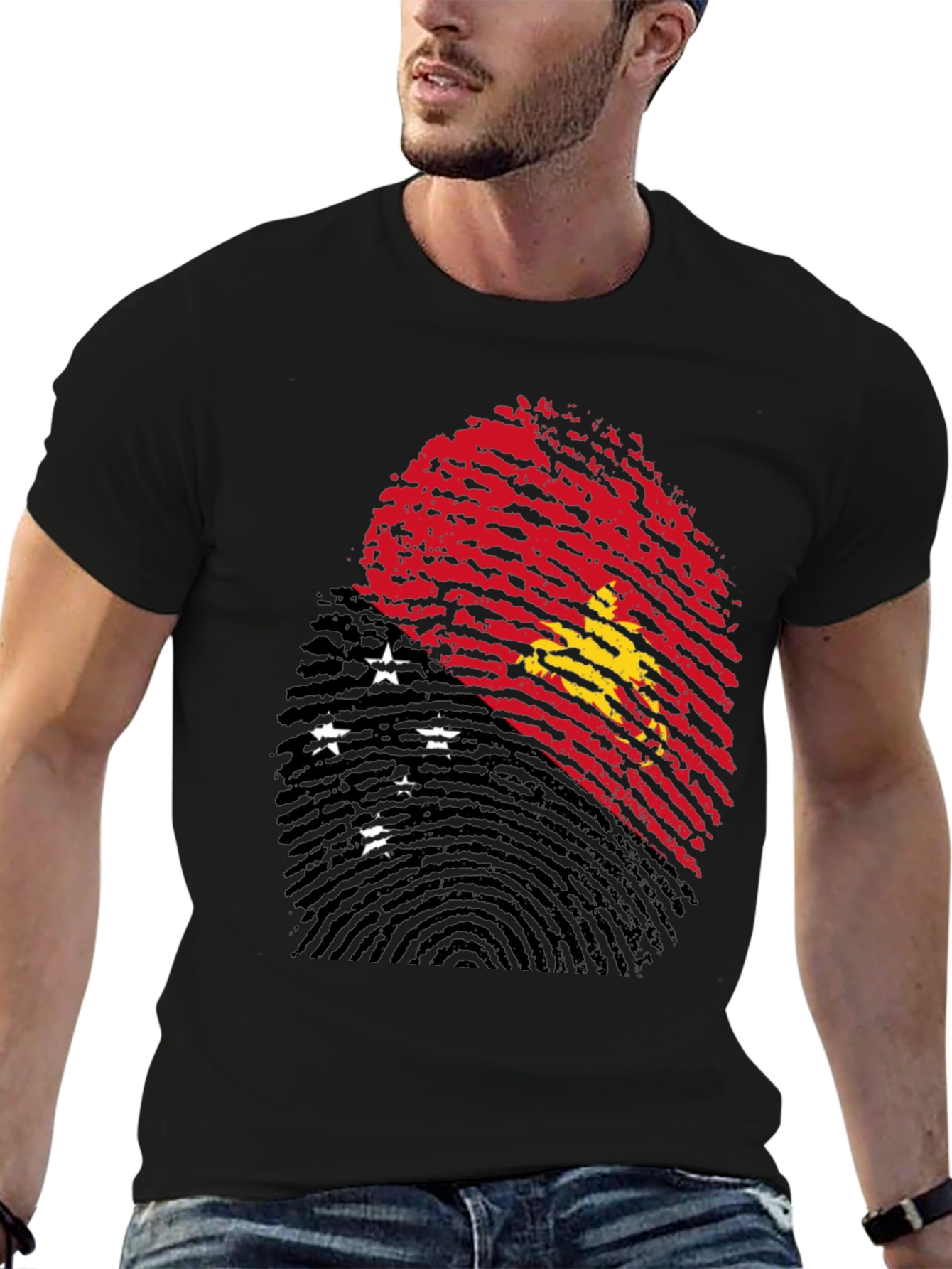 Papua New Guinea Flag Fingerprint T-Shirt