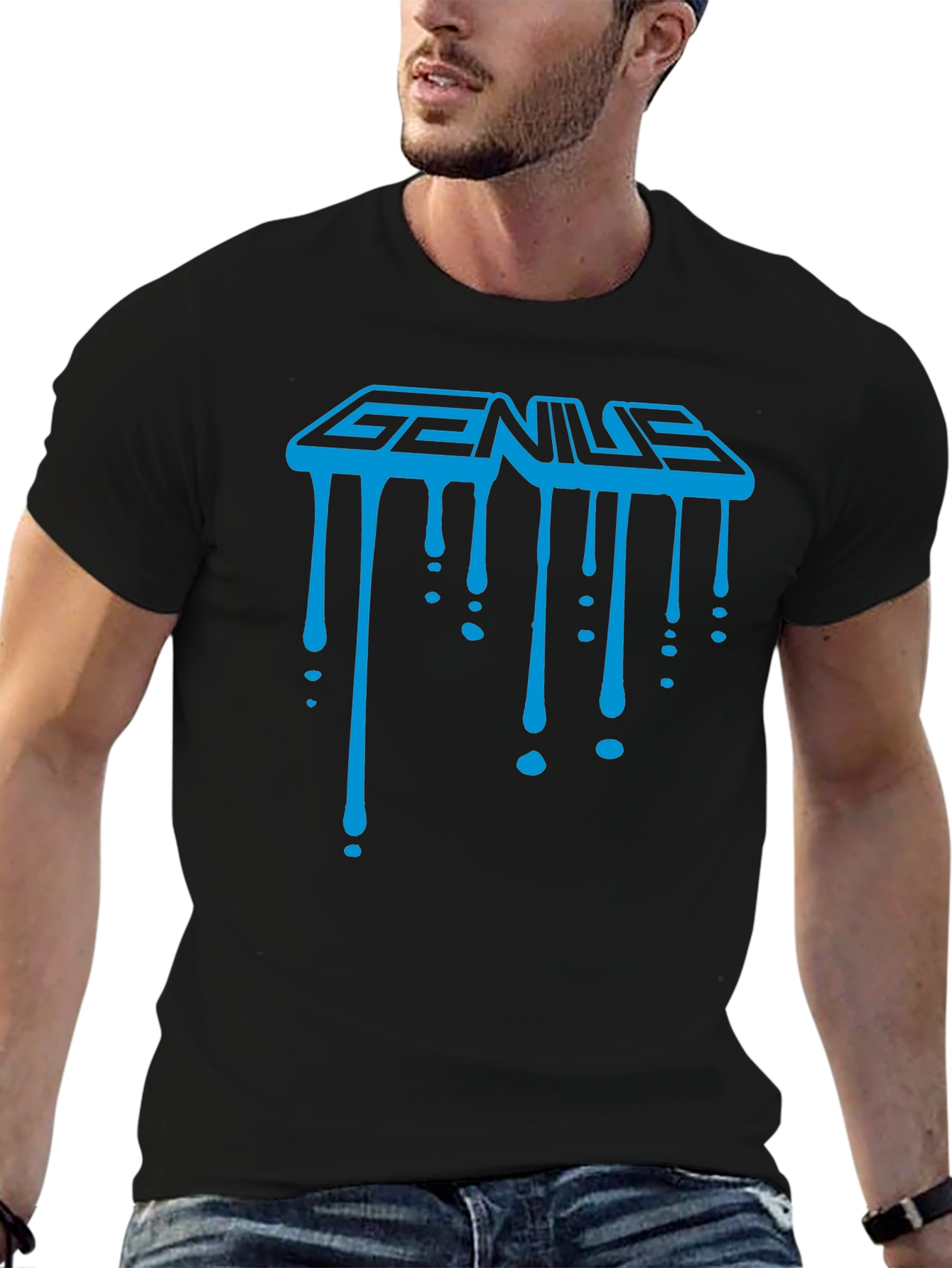 Genius Drip Graphic T-Shirt - Cool Trendy Black Tee