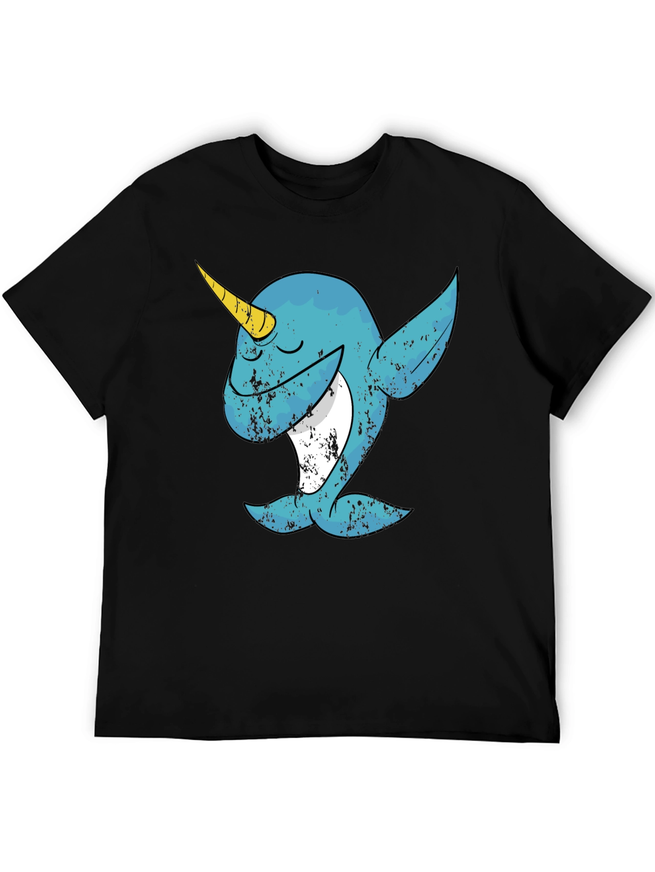 Dabbing Narwhal Graphic T-Shirt - Black