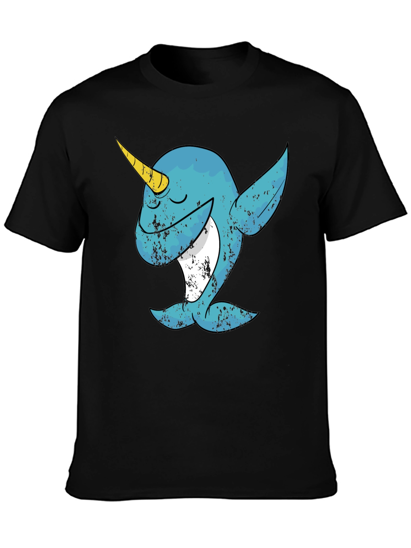 Dabbing Narwhal Graphic T-Shirt - Black