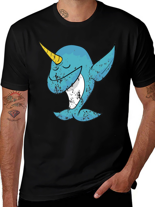 Dabbing Narwhal Graphic T-Shirt - Black