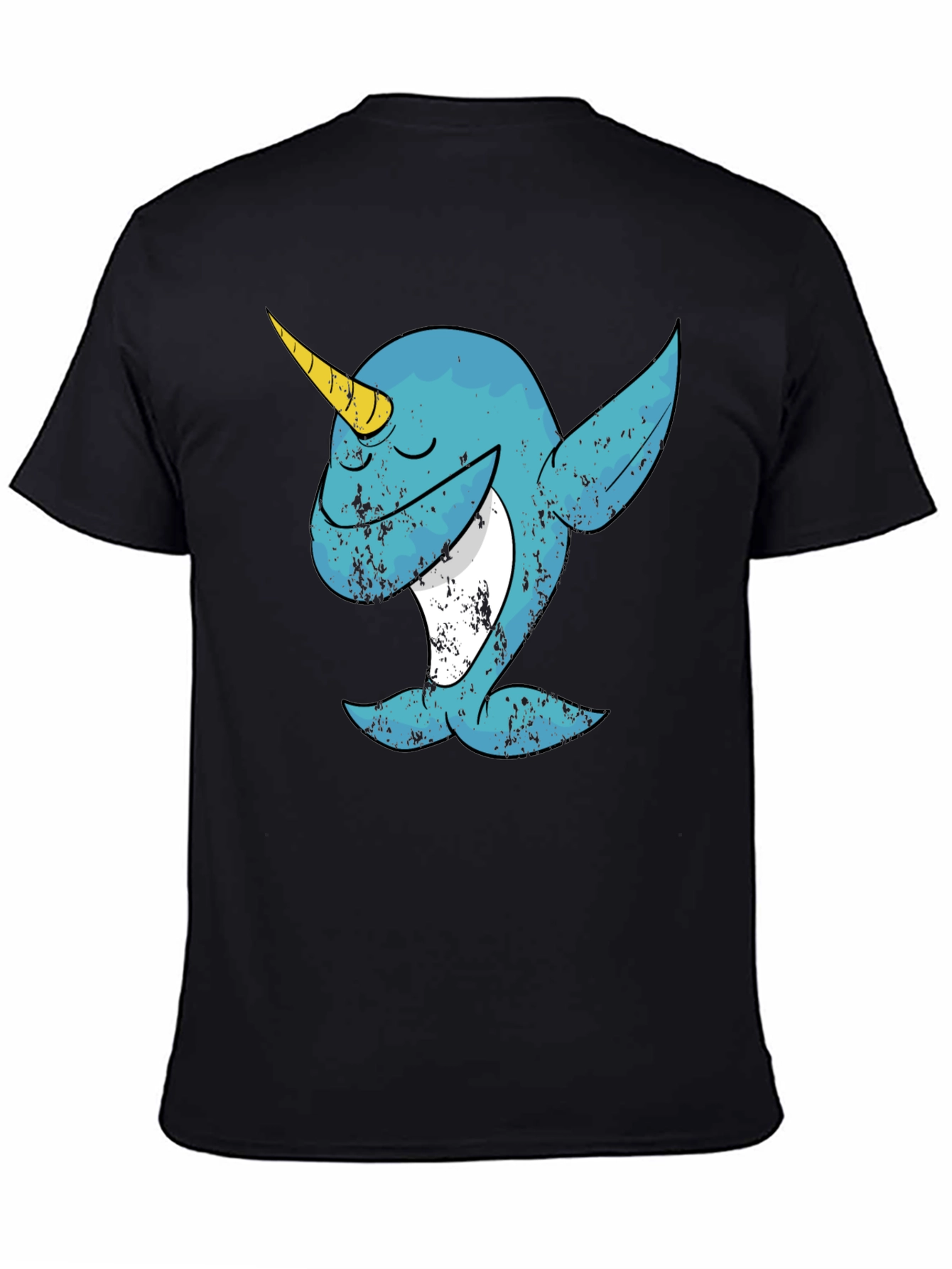 Dabbing Narwhal Graphic T-Shirt - Black