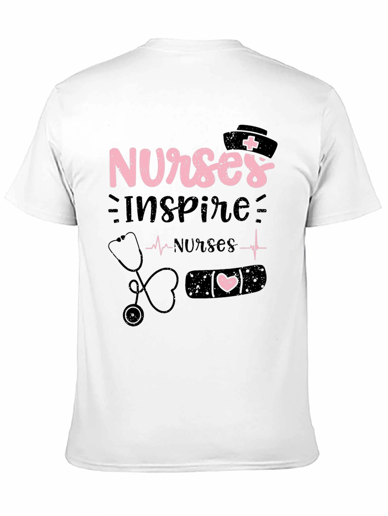 Nurses Inspire Black Cotton Graphic T-Shirt