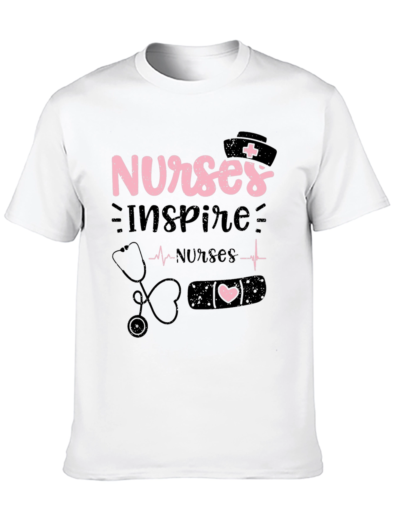Nurses Inspire Black Cotton Graphic T-Shirt