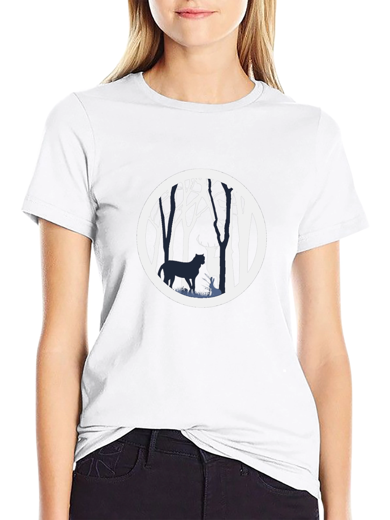 Nature Scene Graphic Tee - Black Cotton Blend