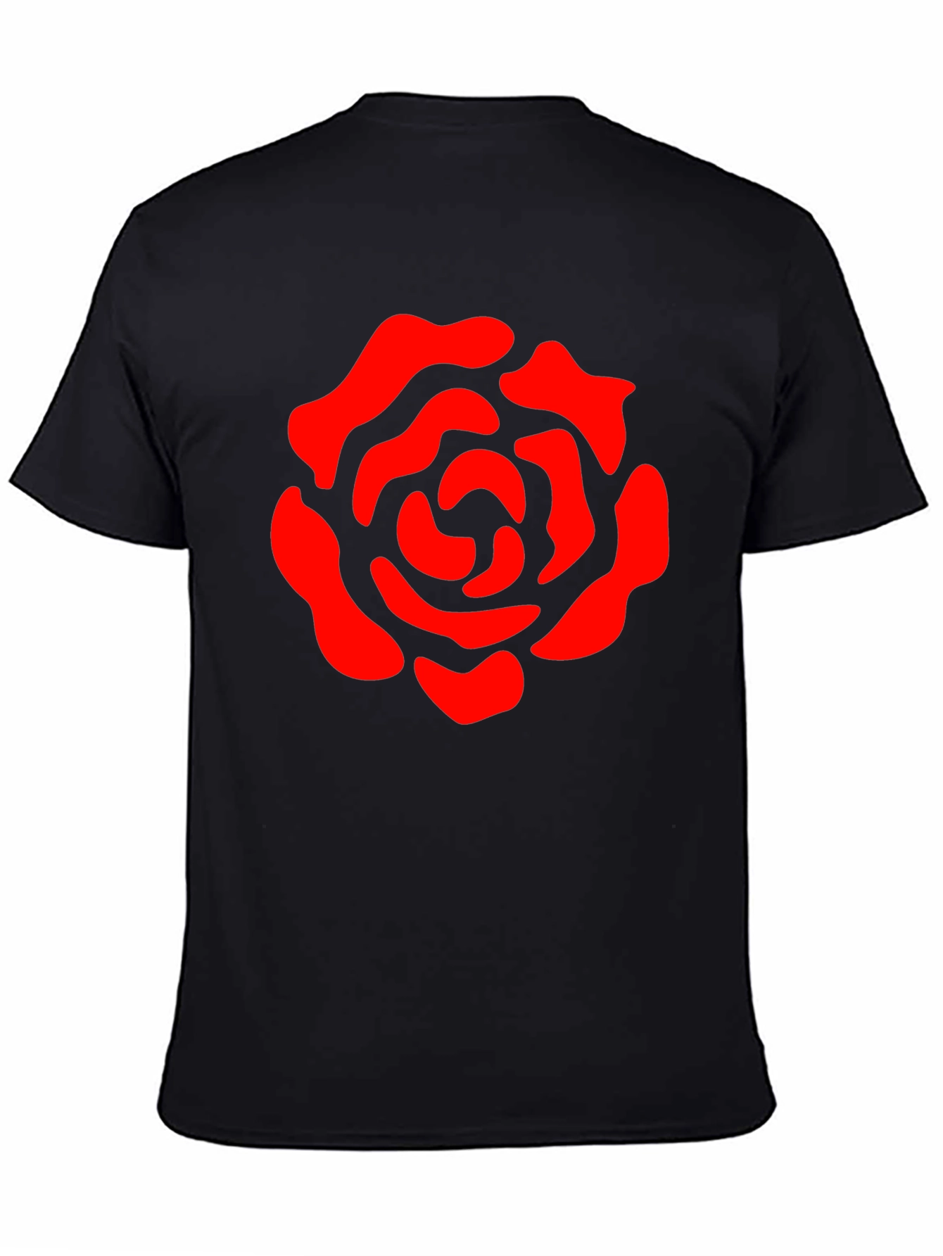 Black T-Shirt with Red Rose Graphic