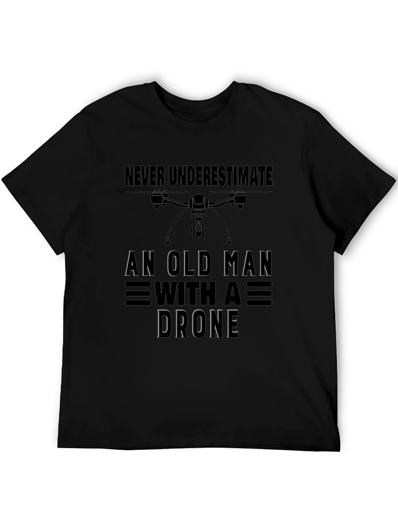 Old Man with Drone T-Shirt