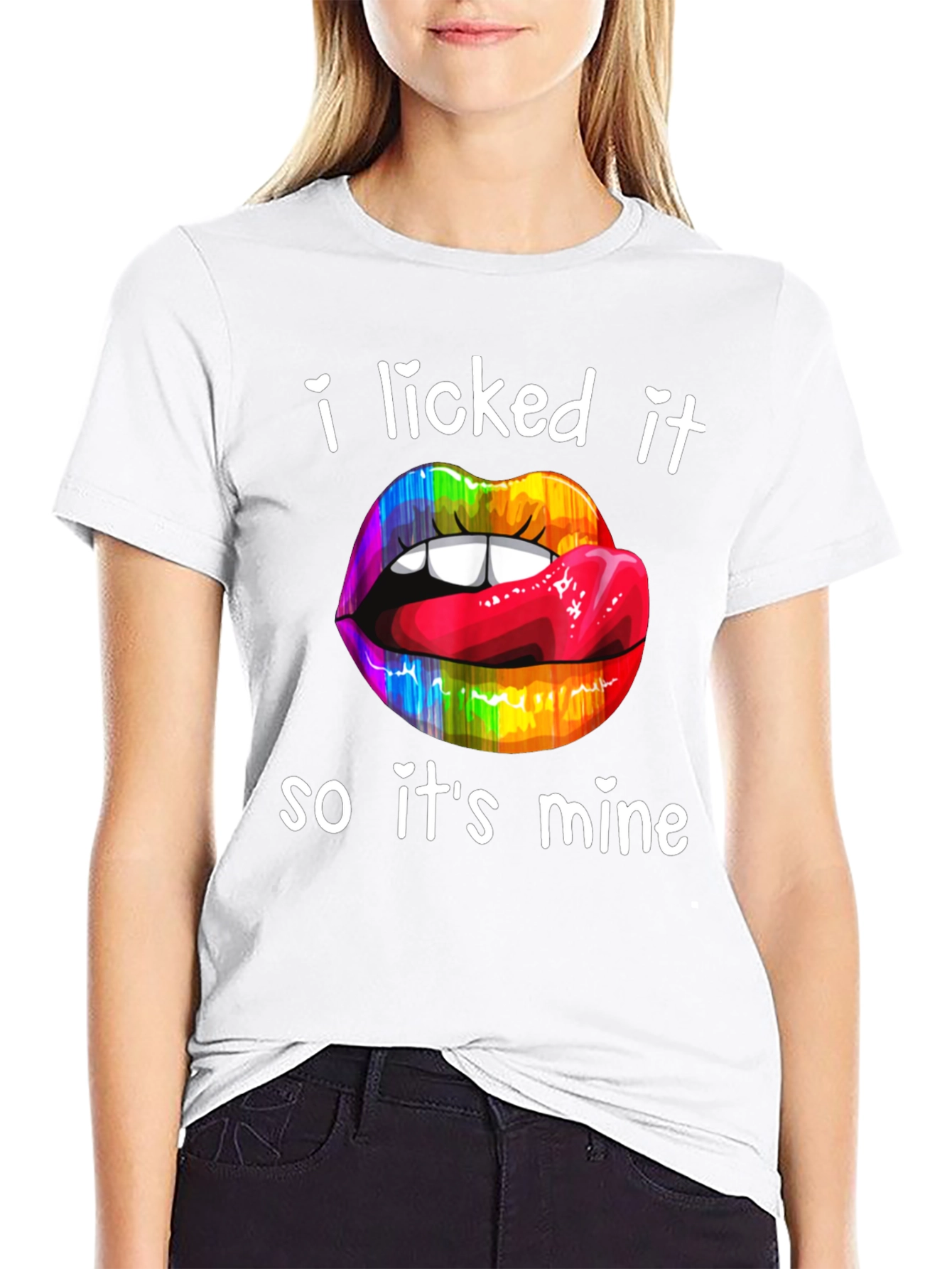 I Licked It Rainbow Lips Graphic T-Shirt