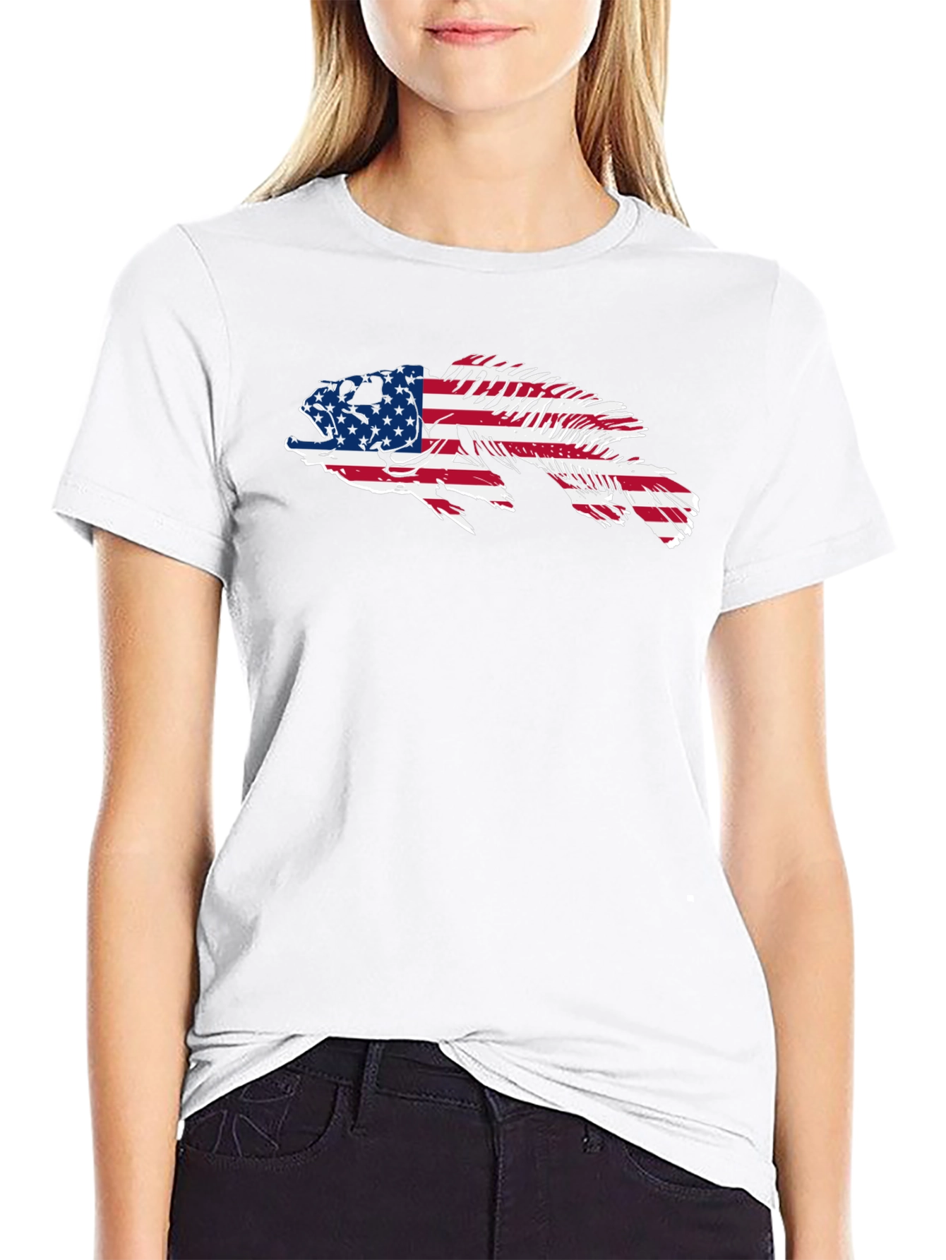 American Flag Fish Graphic Tee - Patriotic Angler Shirt