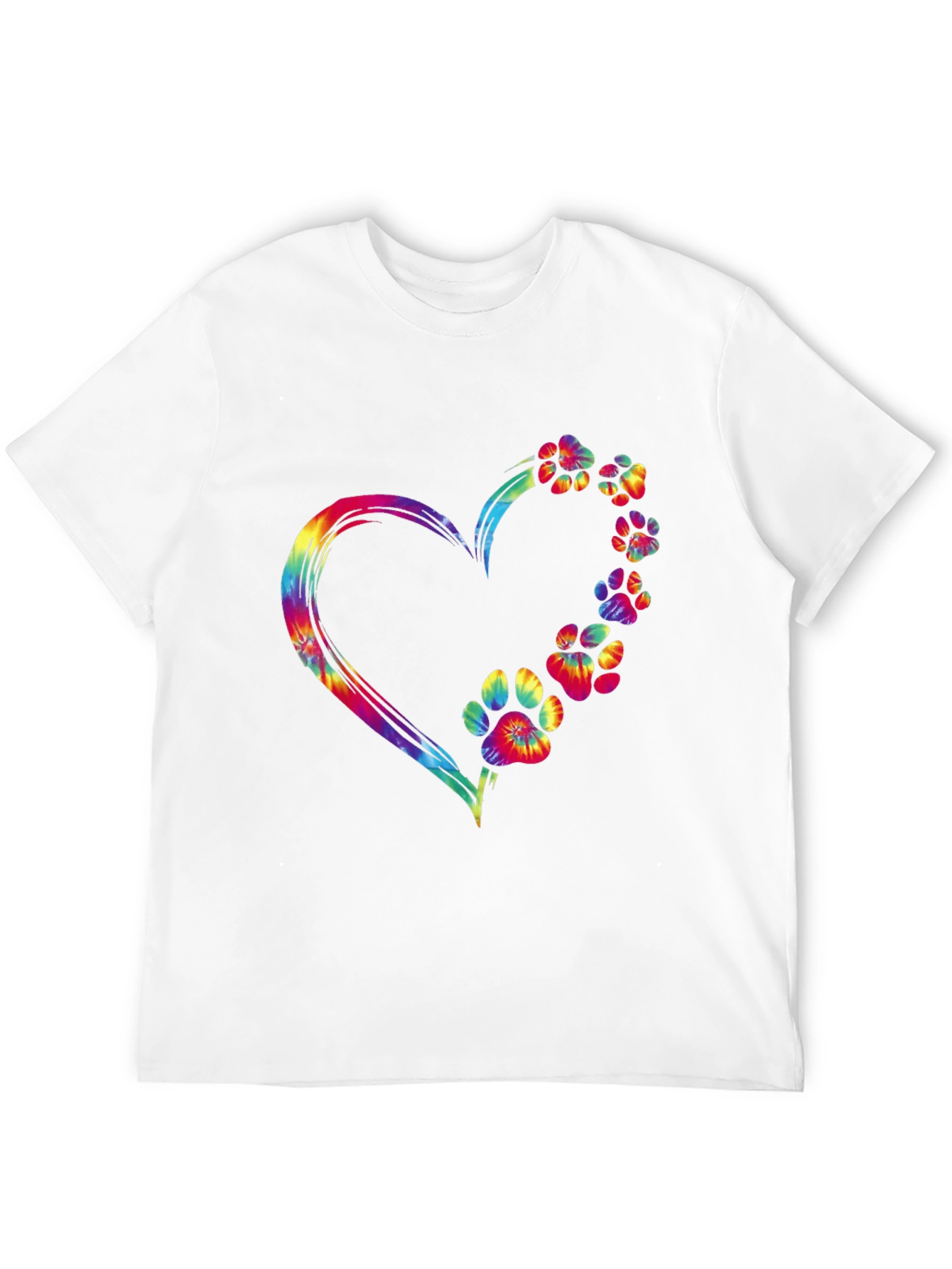 Tie Dye Heart Paw Print Graphic Tee