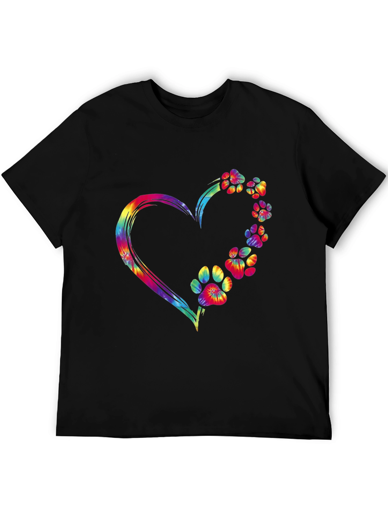Tie Dye Heart Paw Print Graphic Tee
