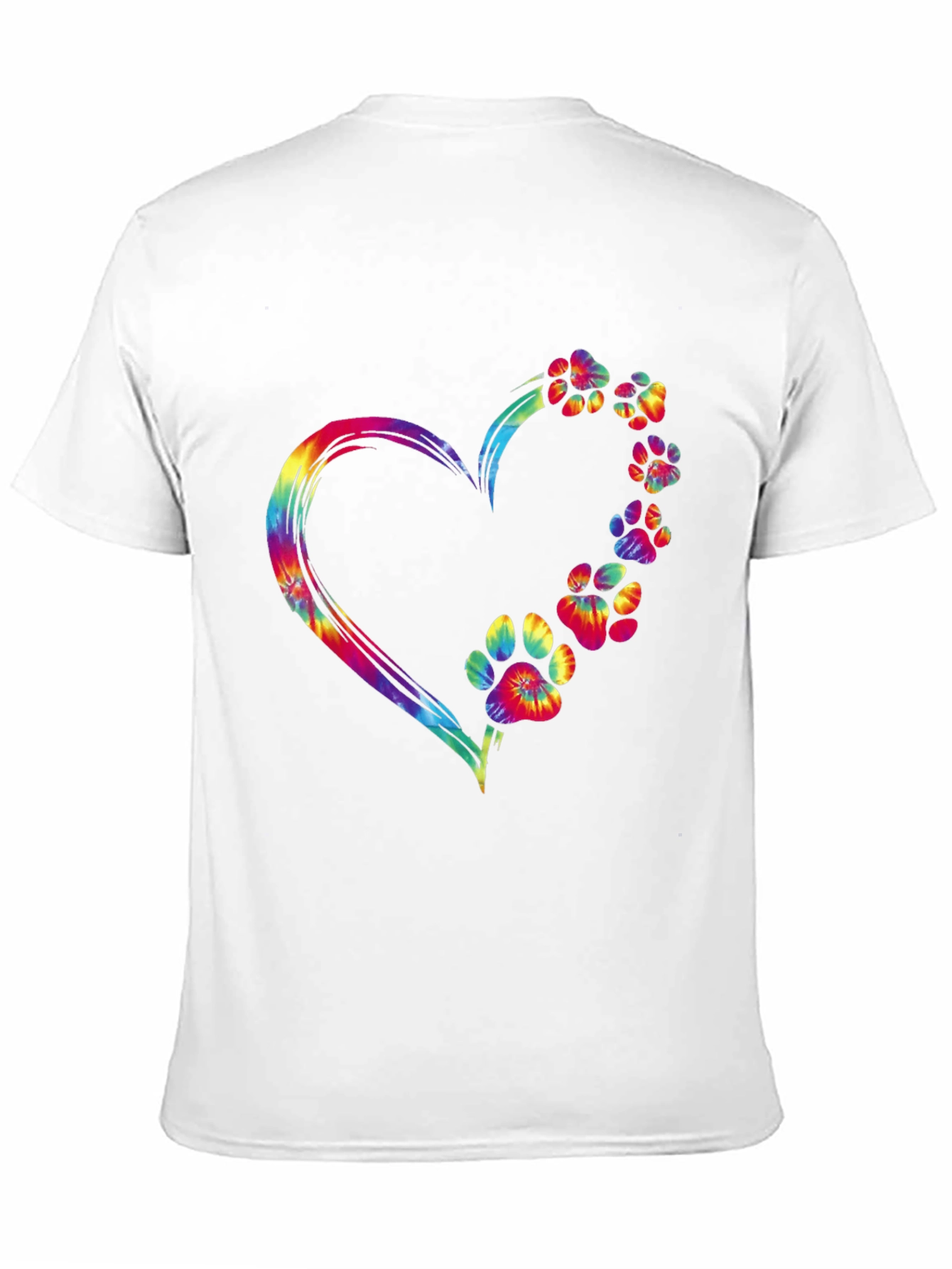 Tie Dye Heart Paw Print Graphic Tee