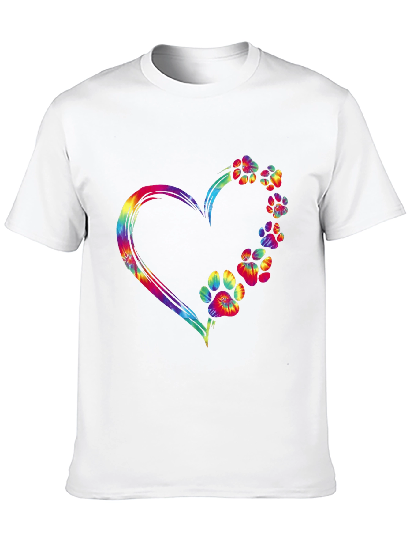 Tie Dye Heart Paw Print Graphic Tee