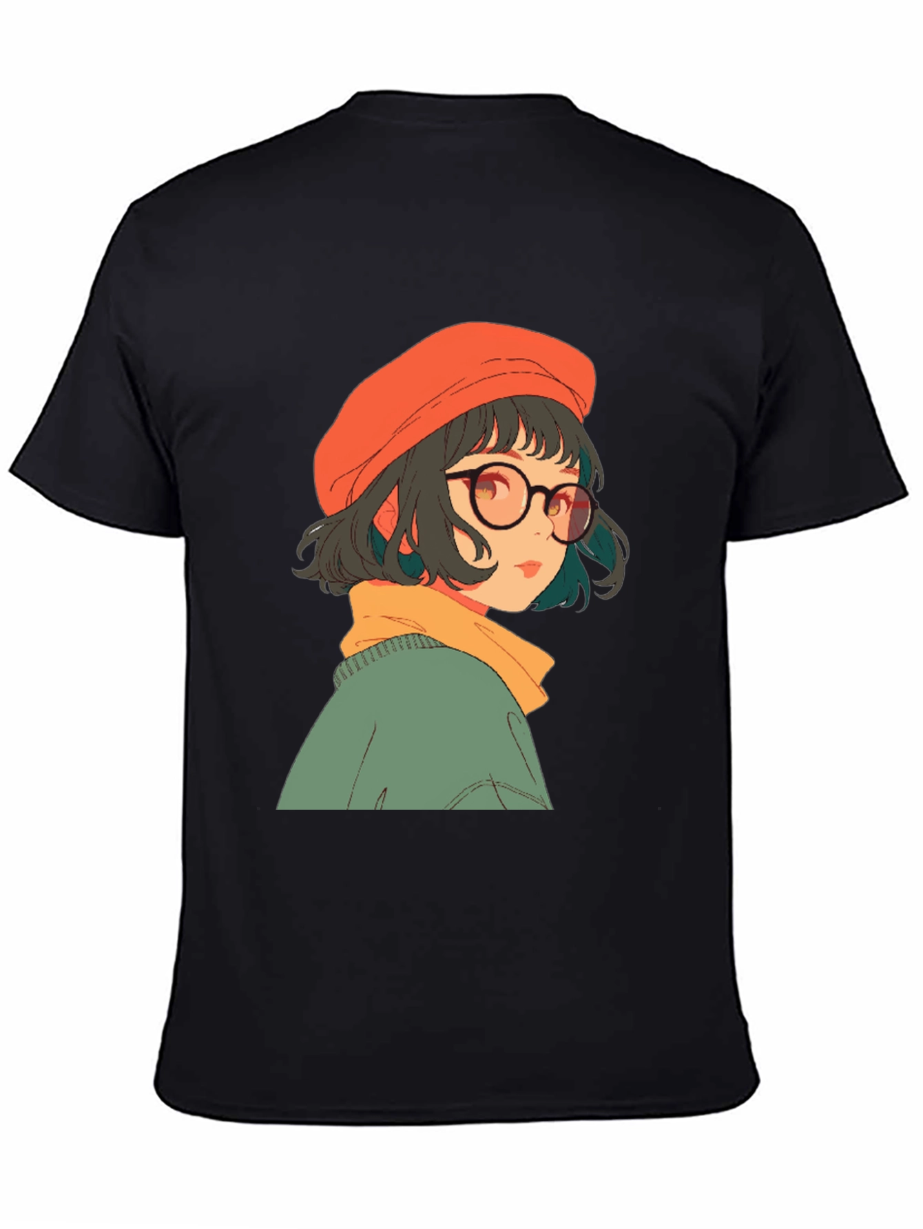Anime Girl Graphic Print Black Tee
