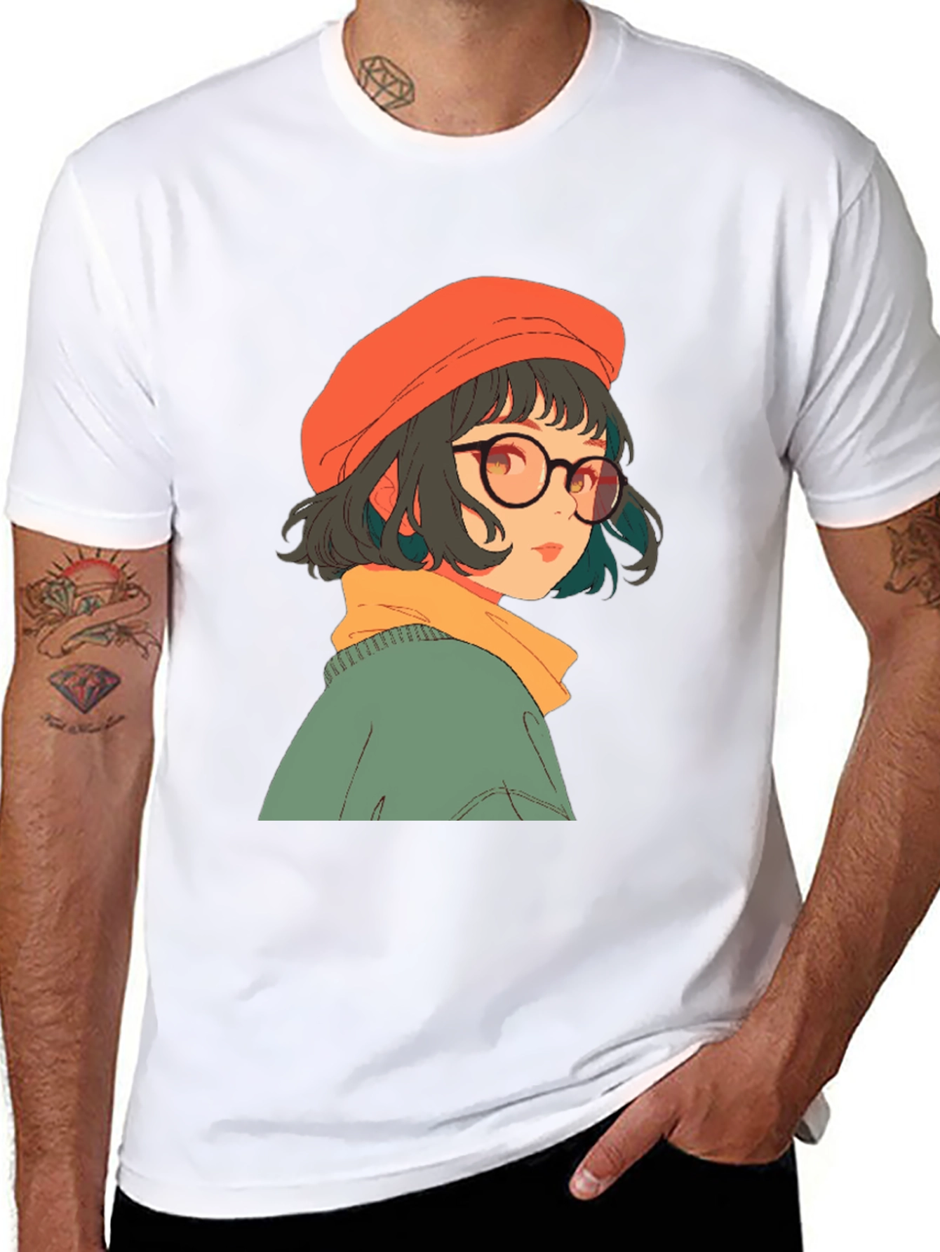 Anime Girl Graphic Print Black Tee