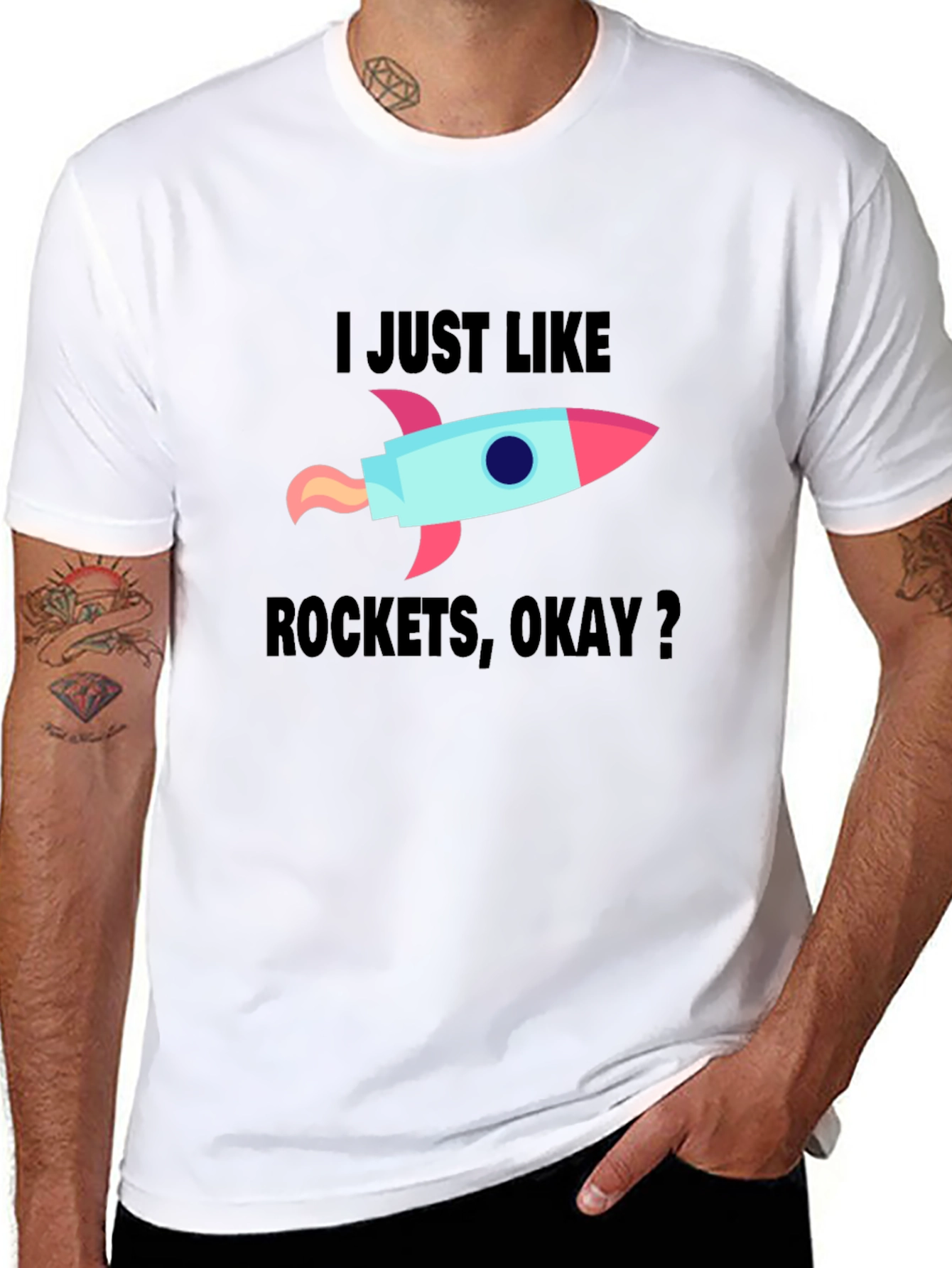 I Just Like Rockets Okay? Mens Black T-Shirt