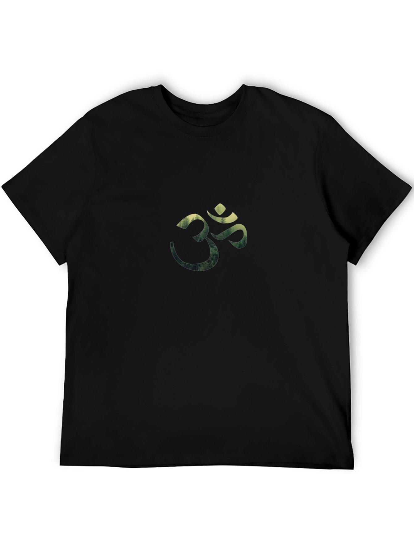 Om Symbol Forest Graphic Black T-Shirt