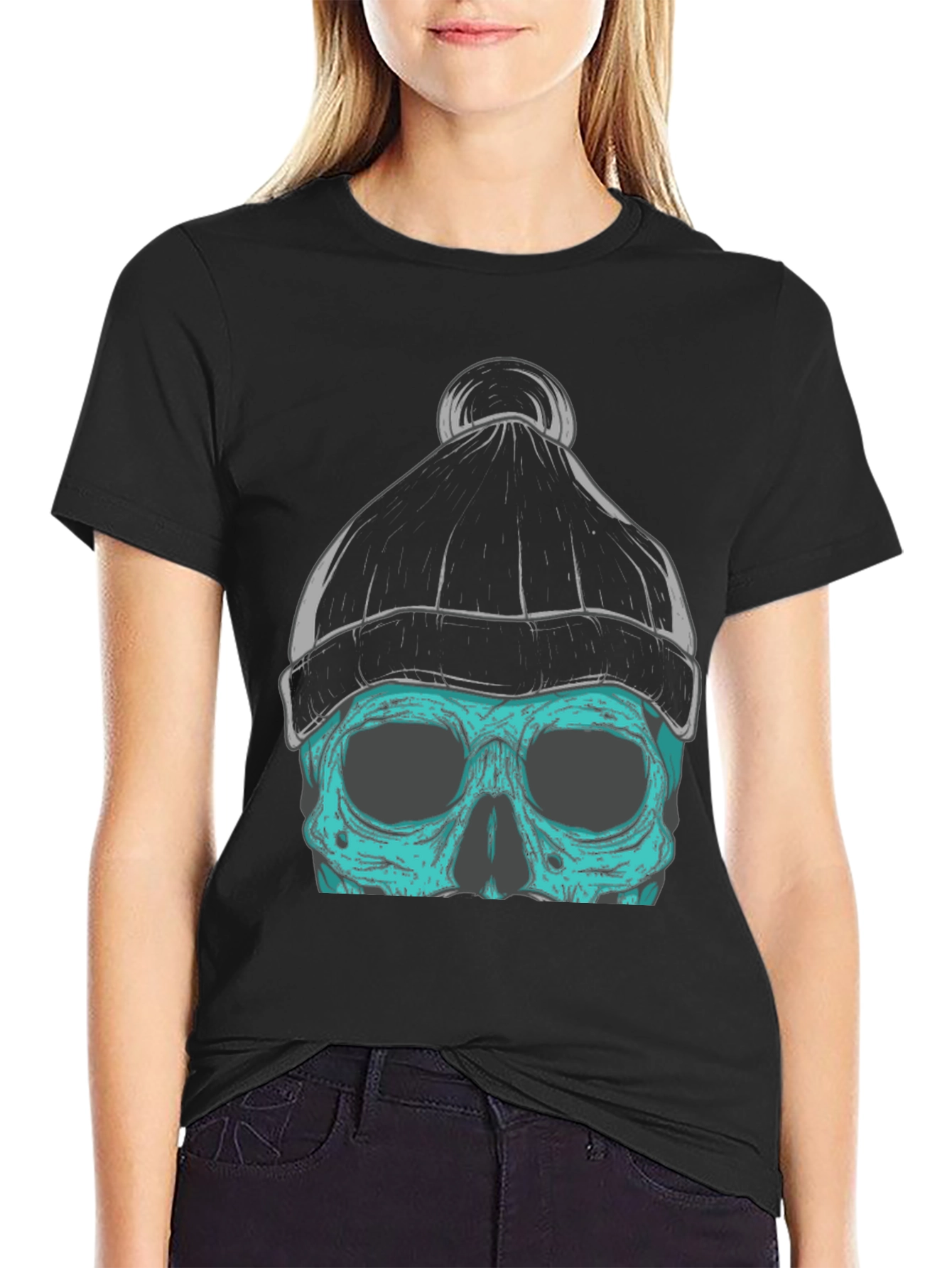 Skull Beanie Graphic T-Shirt