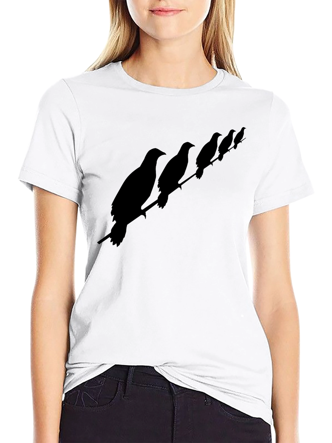 Birds on a Wire Mens T-Shirt - Black