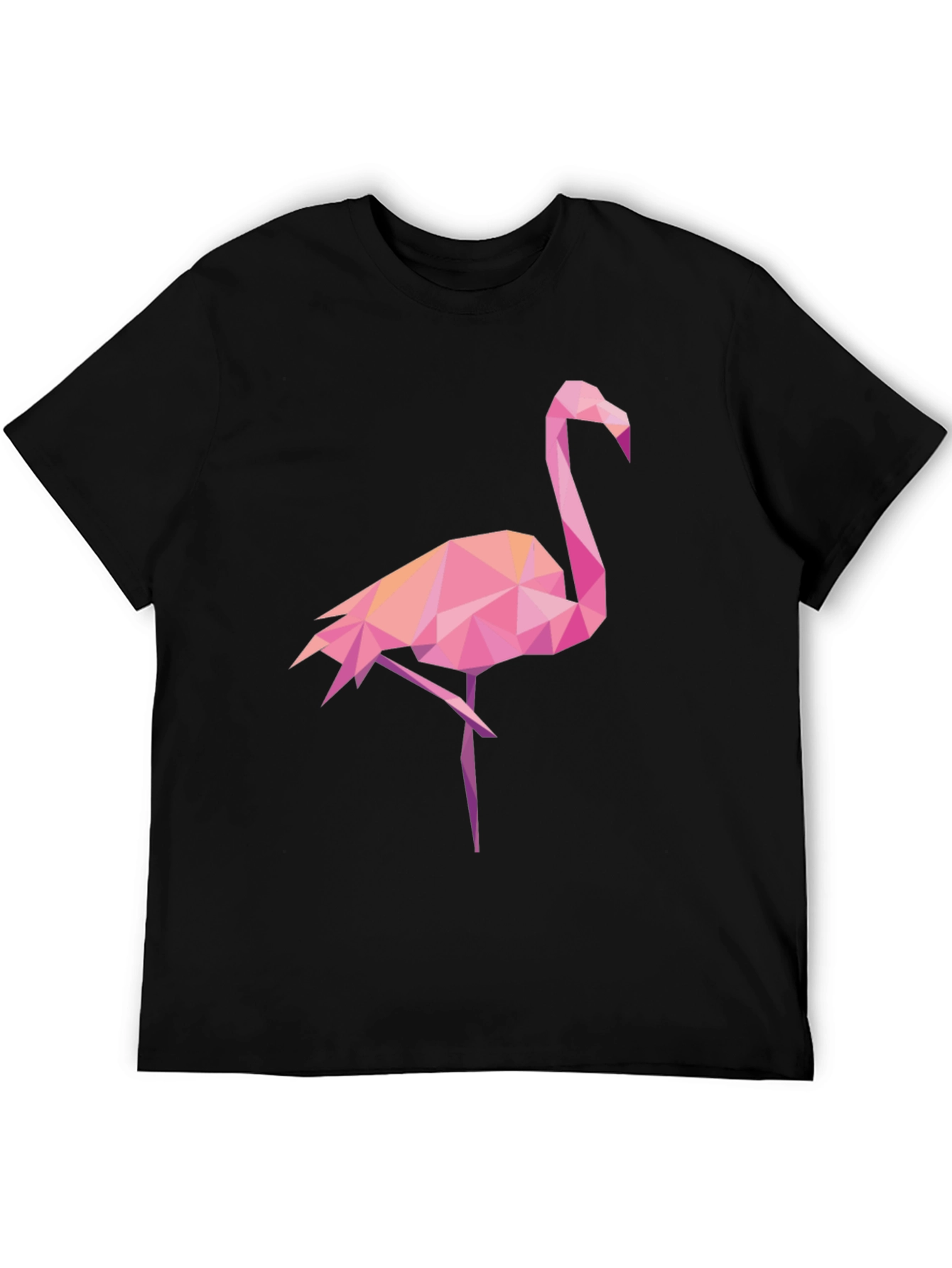 Geometric Flamingo Graphic Tee - Black Casual Shirt